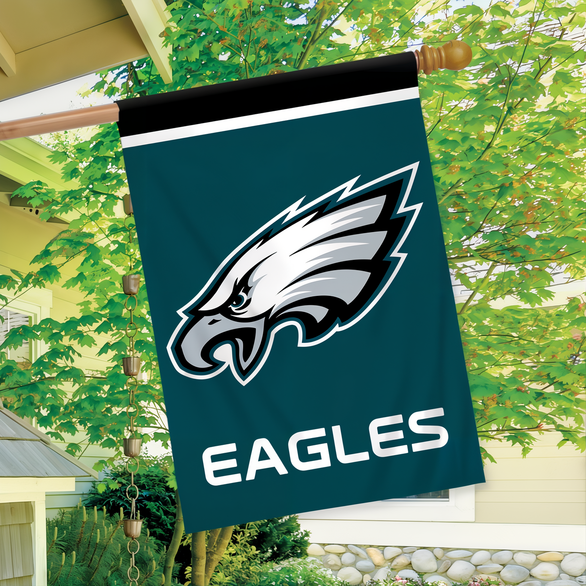 Briarwood Lane Philadelphia Eagles NFL Licensed House Flag -- house flag displayed outdoors