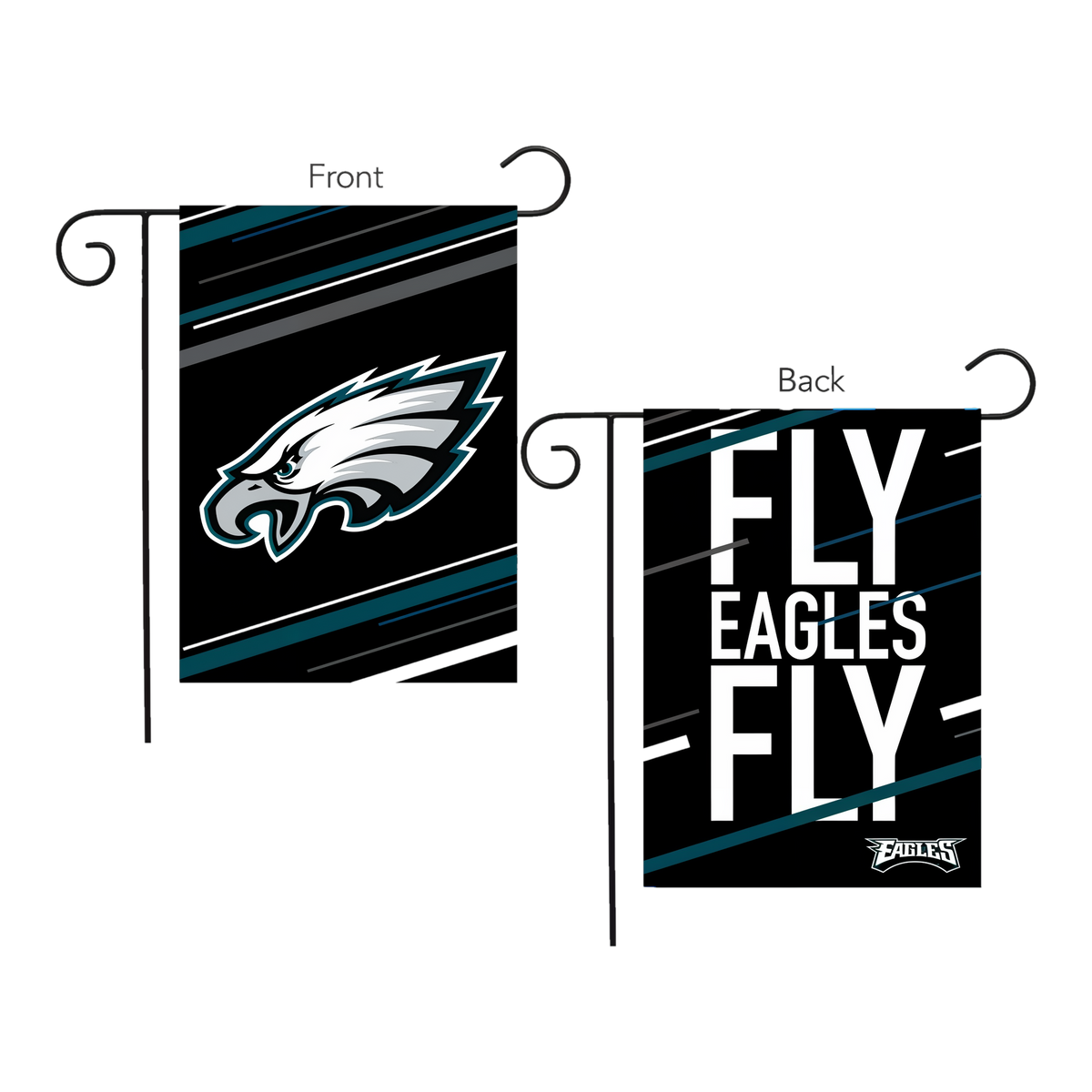 Briarwood Lane Philadelphia Eagles Slogan NFL Licensed Garden Flag -- garden flag shown on a garden flag stand