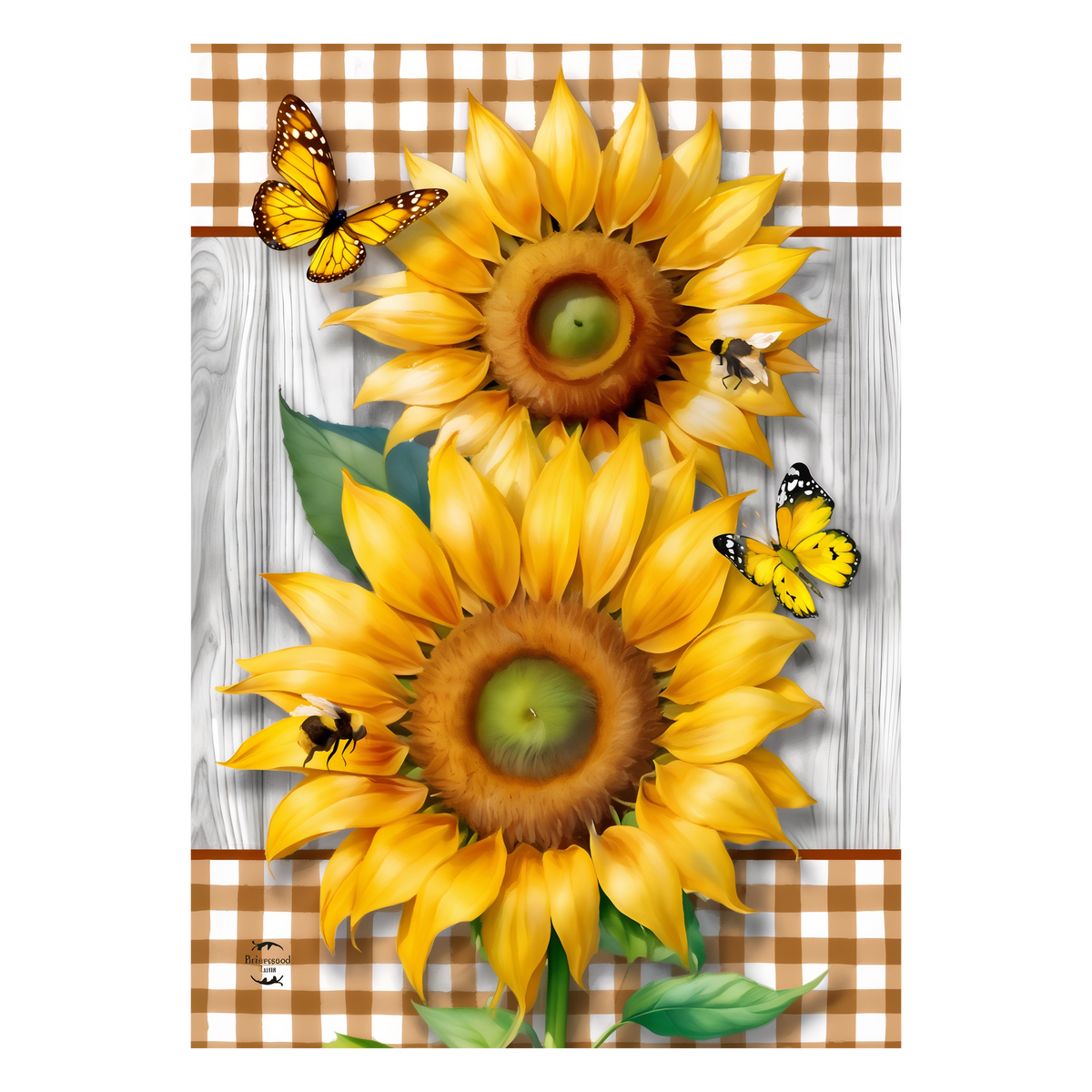 Briarwood Lane Sunflower Duo Garden Flag -- artwork detail view