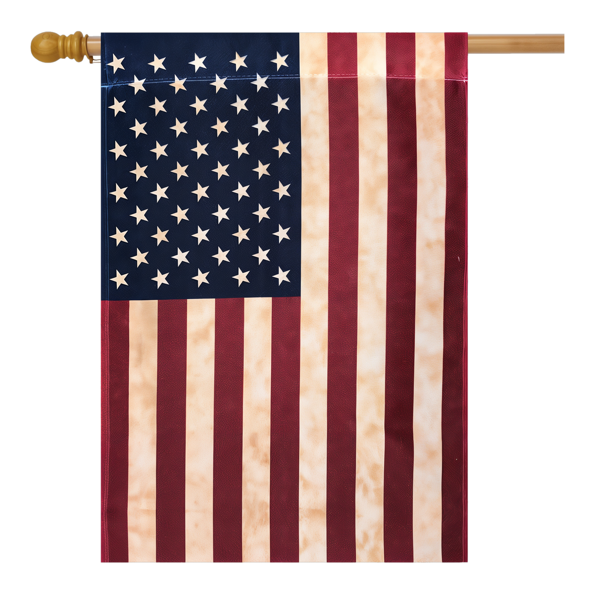 Briarwood Lane Tea Stained American House Flag -- house flag shown on a house flag pole