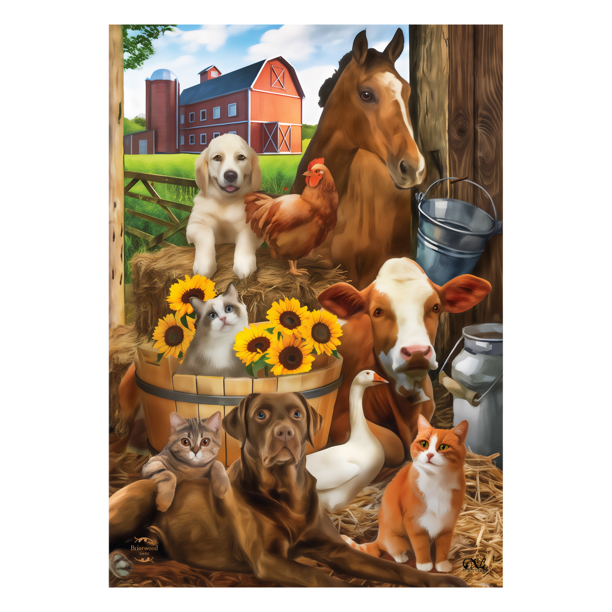 Briarwood Lane The Gang's All Here Summer Garden Flag -- artwork detail view