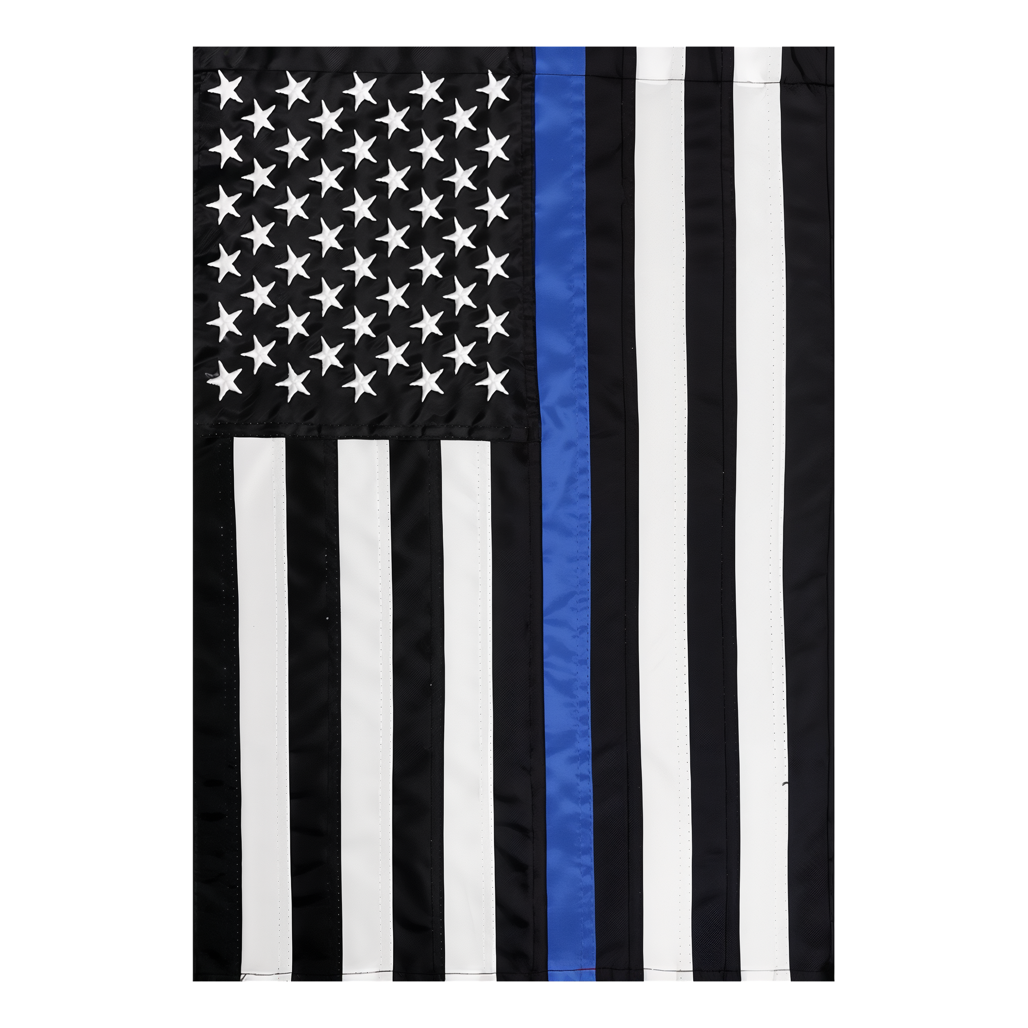 Briarwood Lane Thin Blue Line Police Embroidered House Flag -- detail view