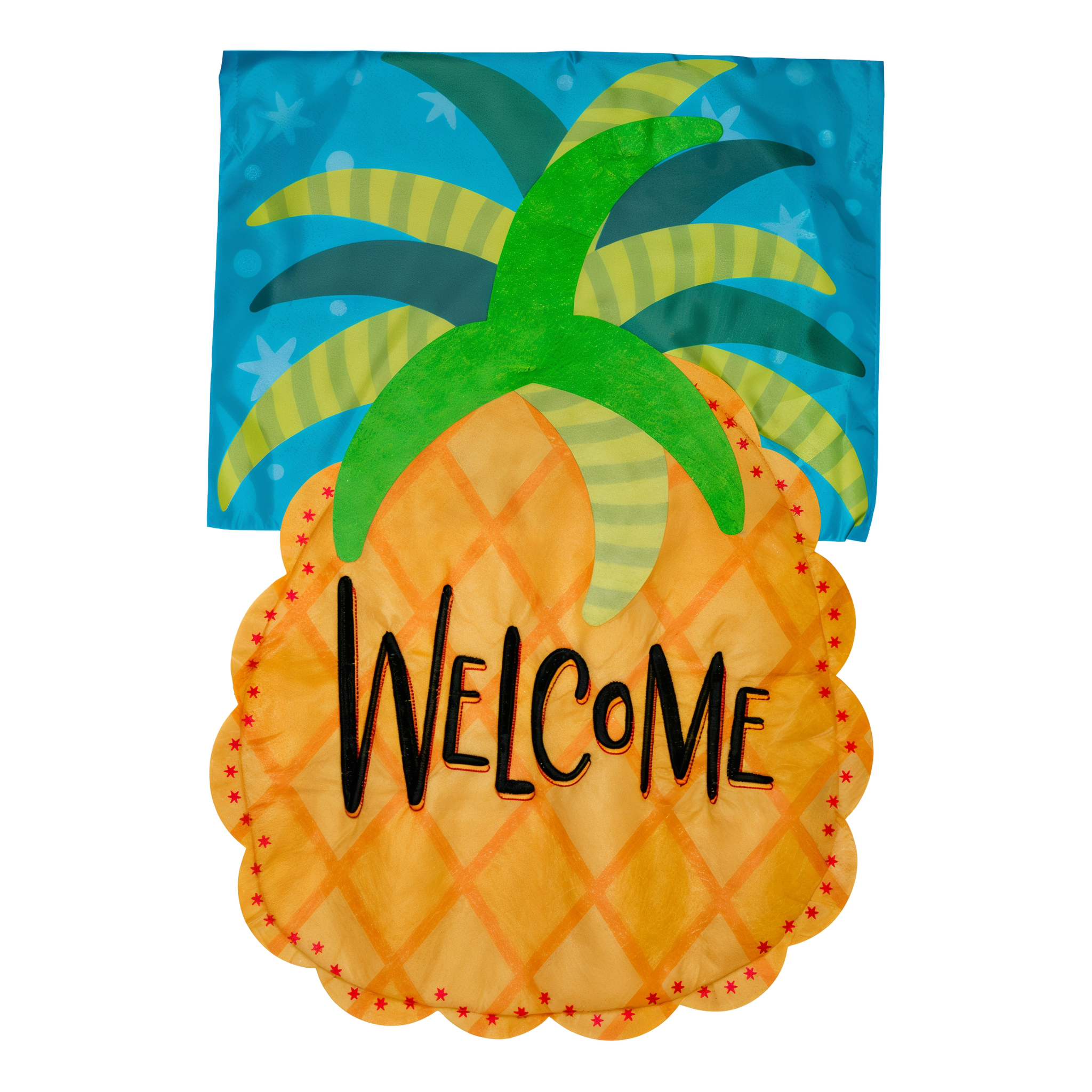 Briarwood Lane Welcome Pineapple Applique Garden Flag -- detail view