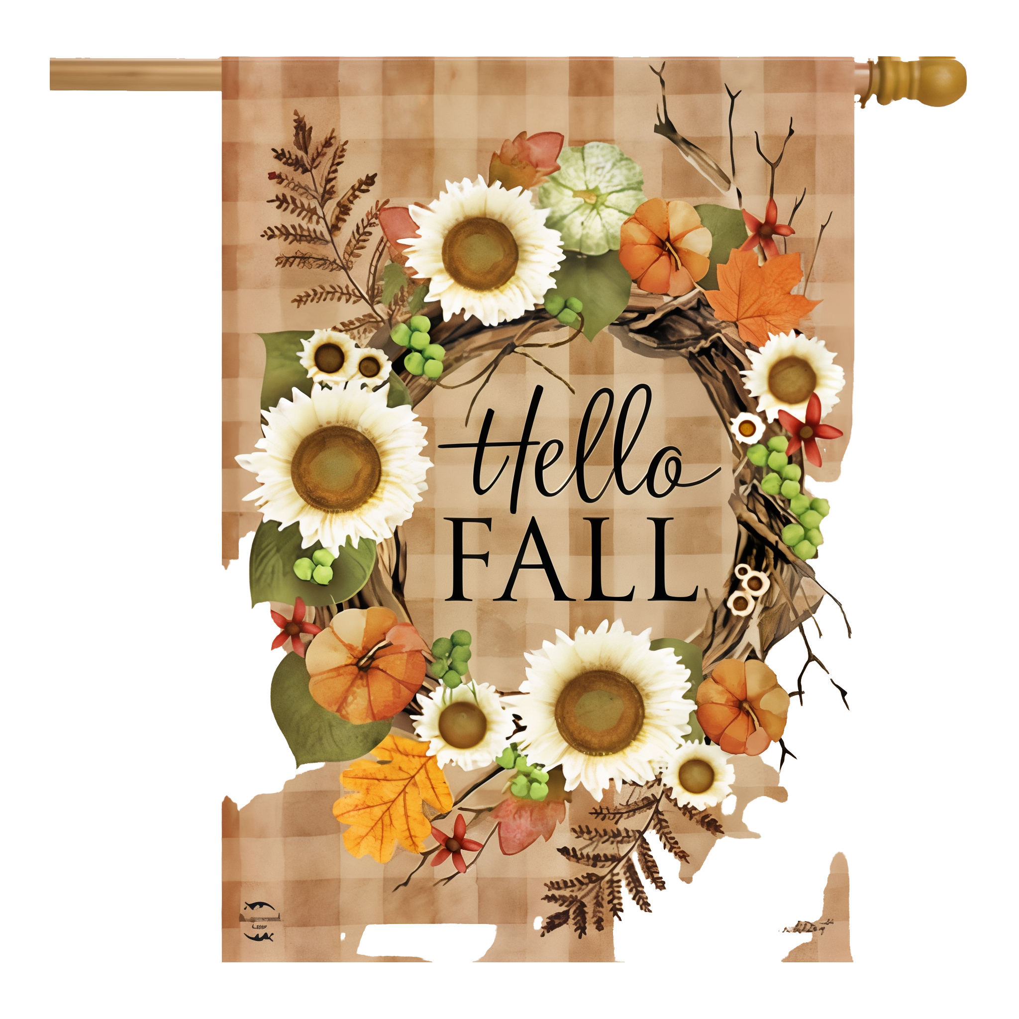 Briarwood Lane Hello Fall Wreath House Flag