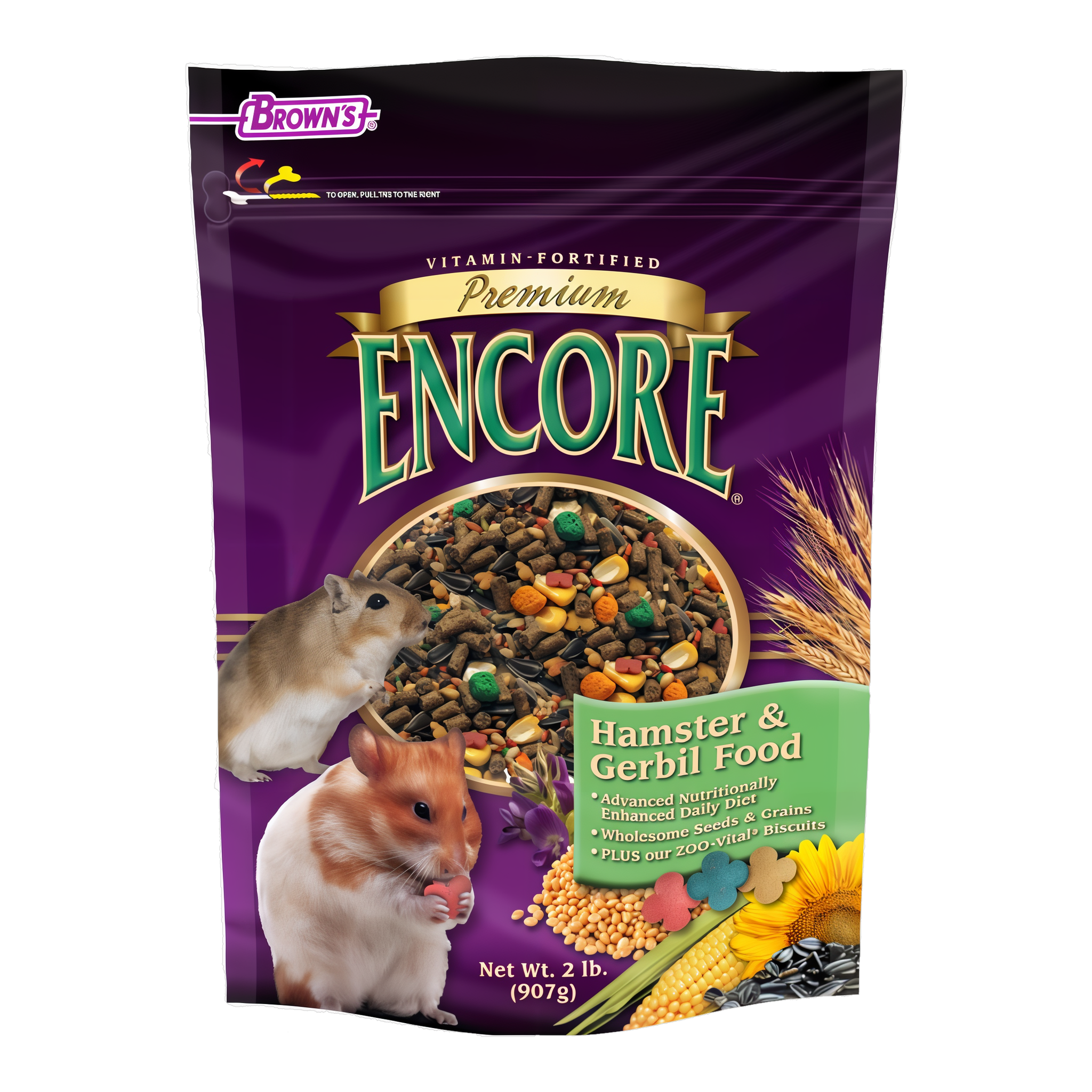 Encore Premium Hamster & Gerbil Food, front of packaging