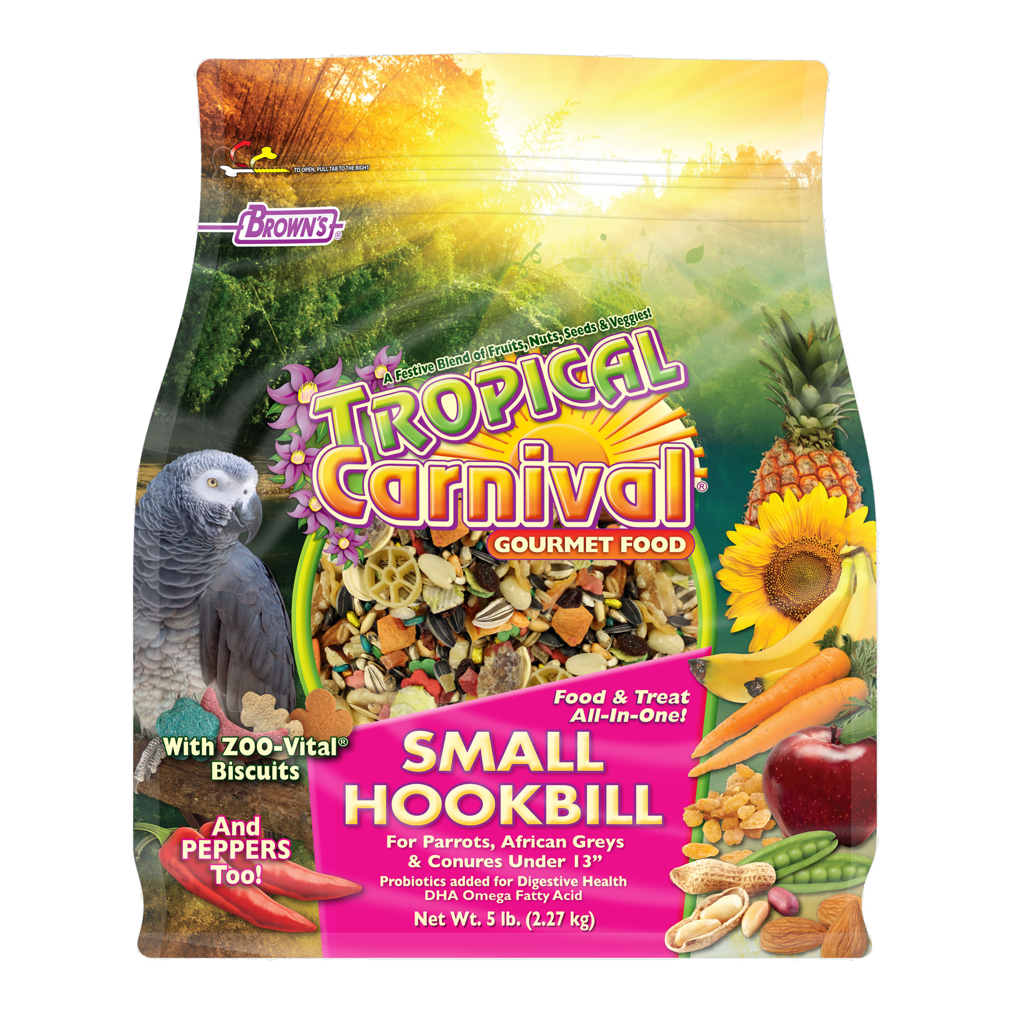 Tropical Carnival Gourmet Small Hookbill Food, front of packaging
