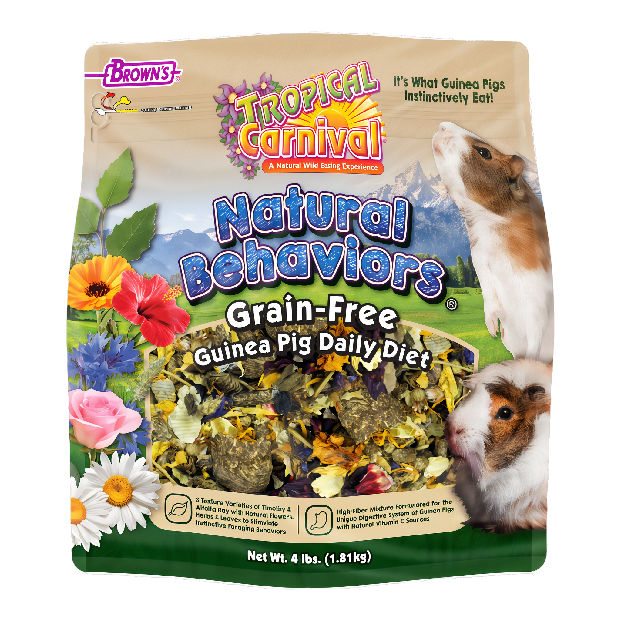 Tropical Carnival Natural Behaviors Guinea Pig Grain-Free Daily Diet, front of packaging