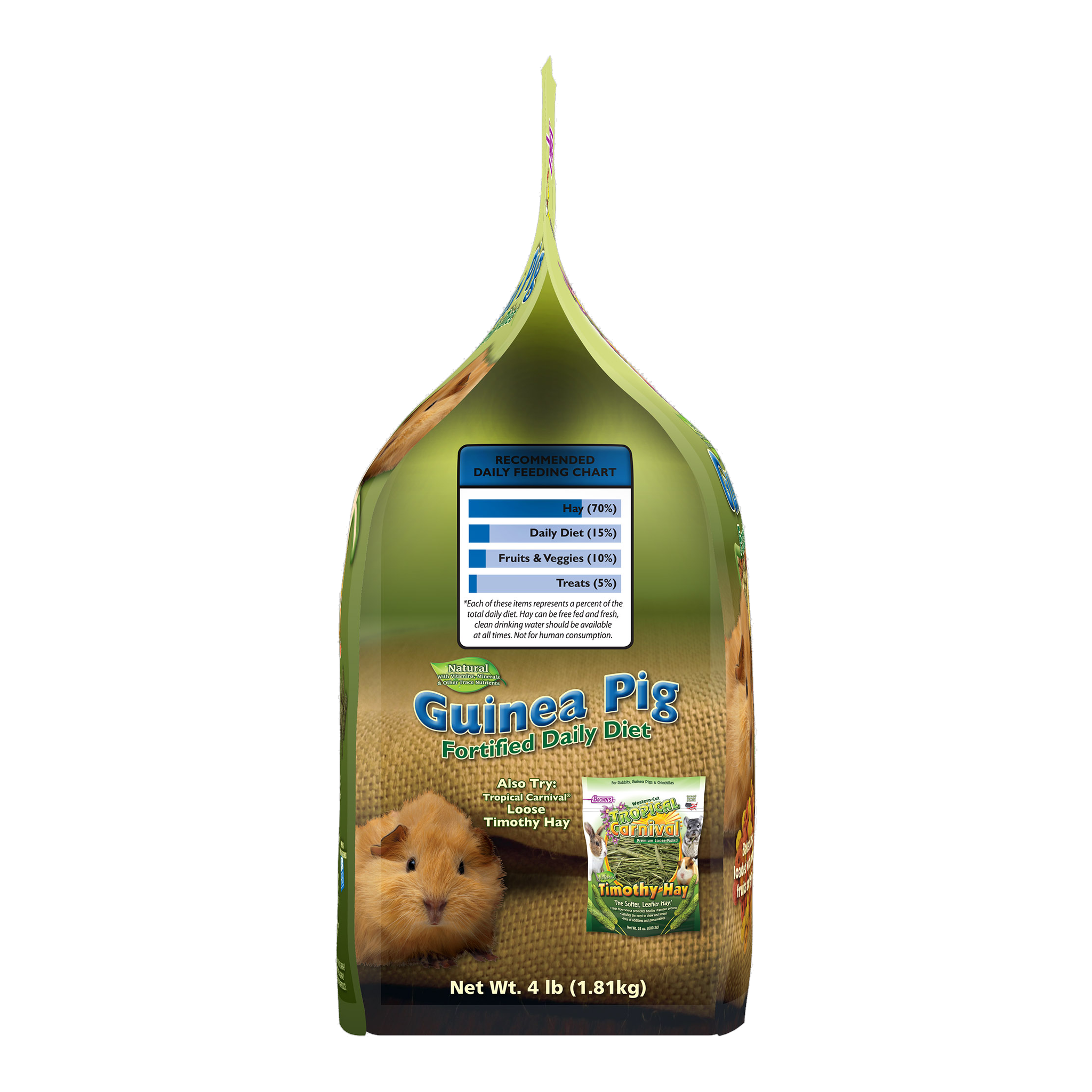 Side panel of the Natural Guinea Pig Fortified Daily Diet packaging