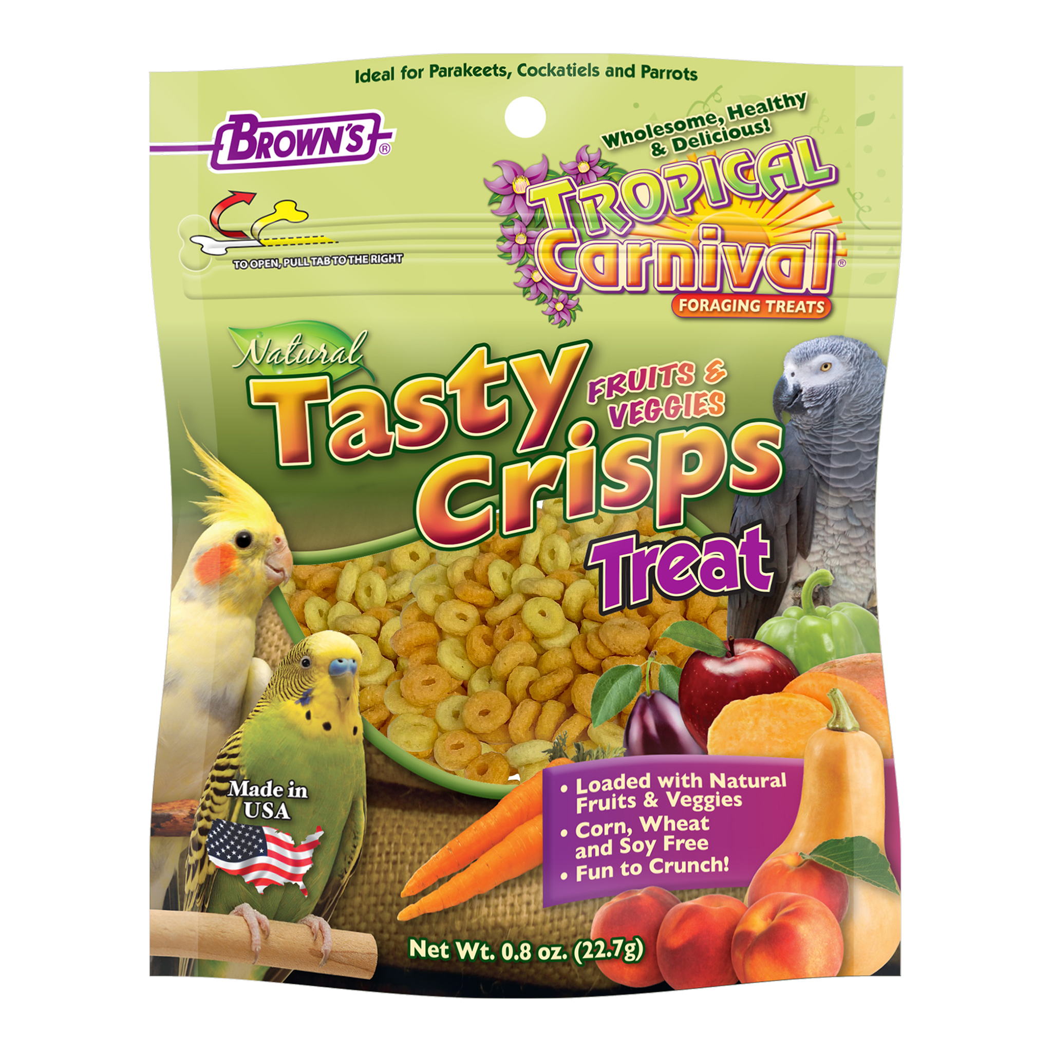 Tropical Carnival Natural Tasty Crisps for Pet Birds, front of packaging