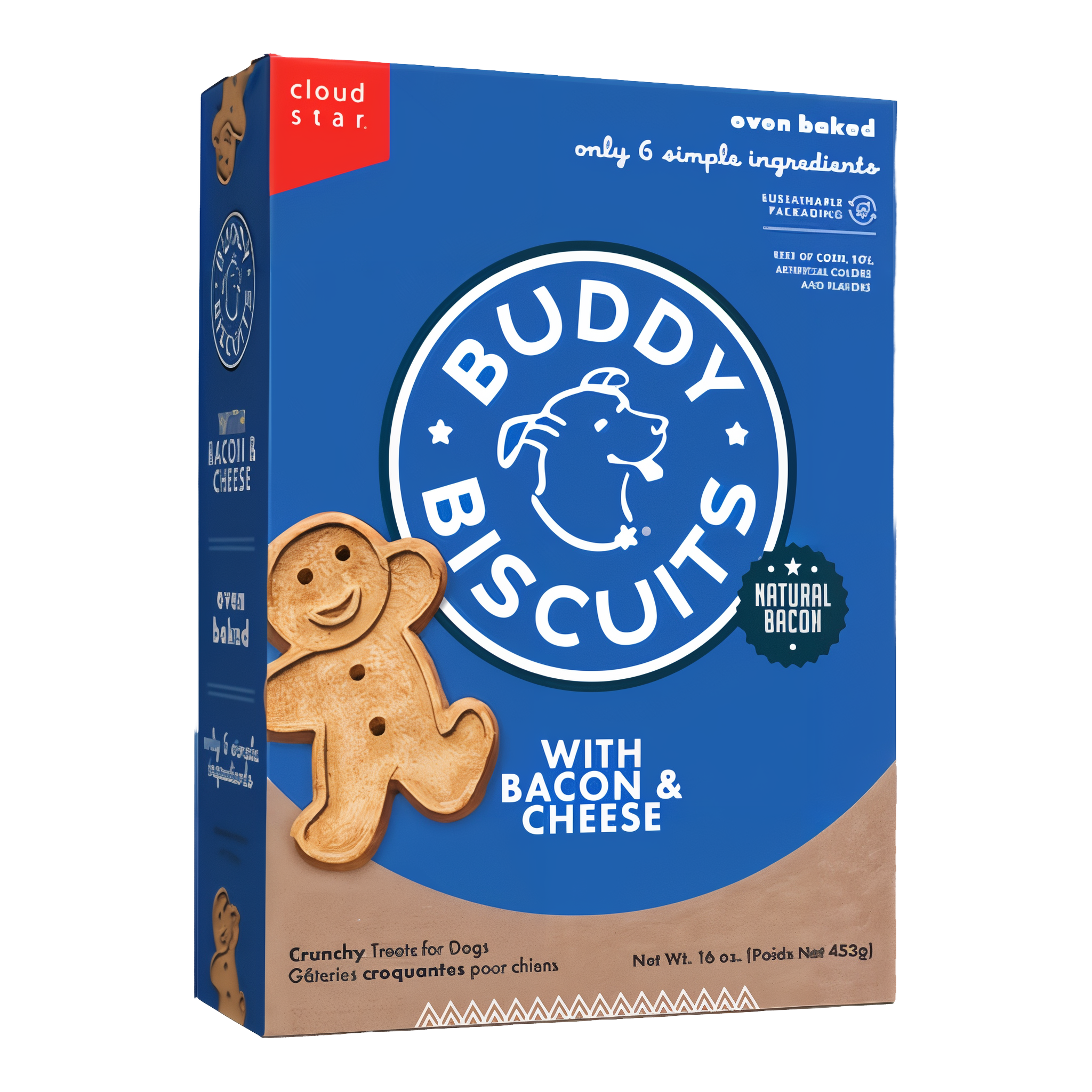 Buddy Biscuits Oven Baked Treats with Bacon and Cheese Dry Dog Treats