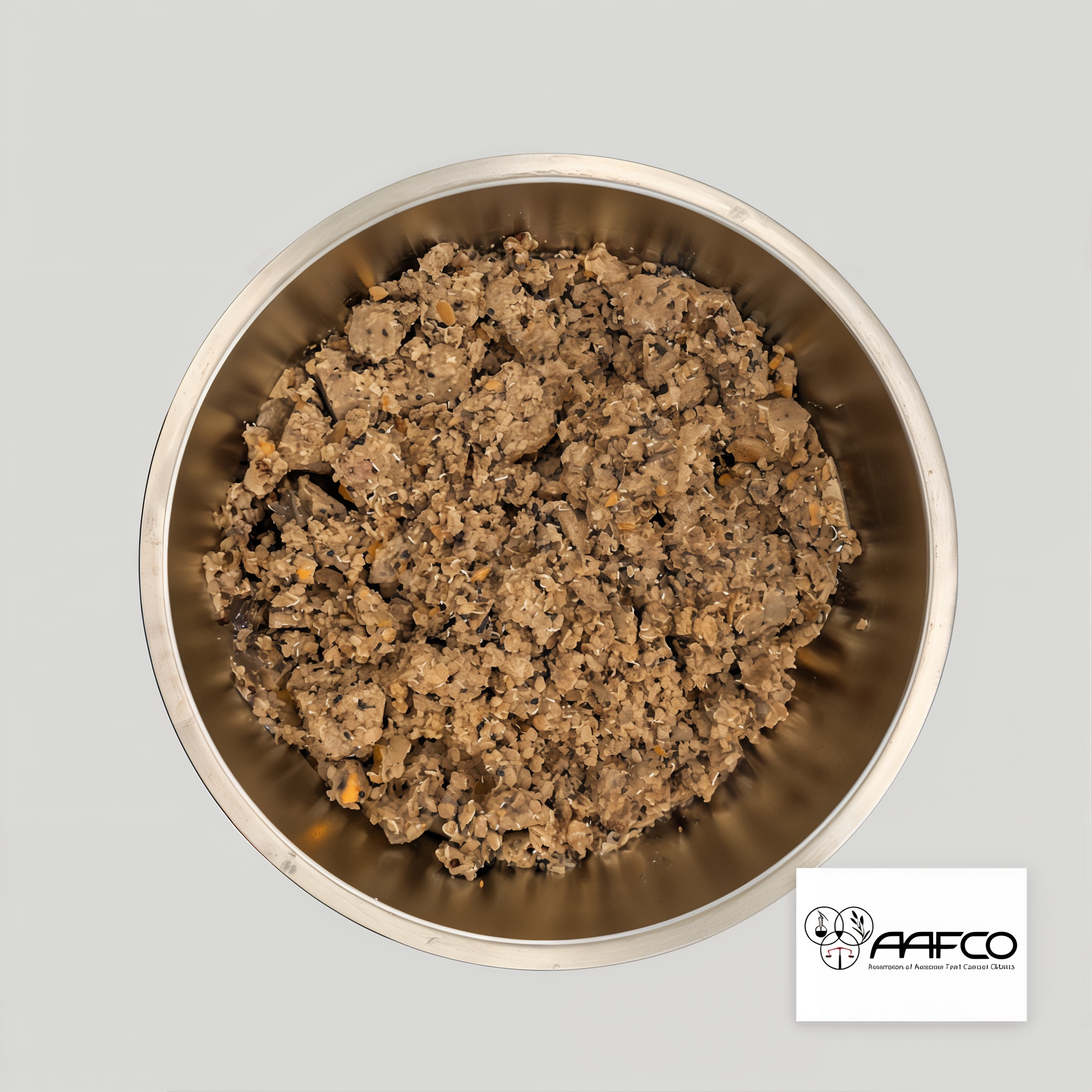 California Dog Kitchen Beef and Quinoa gently cooked dog food served in a stainless steel bowl