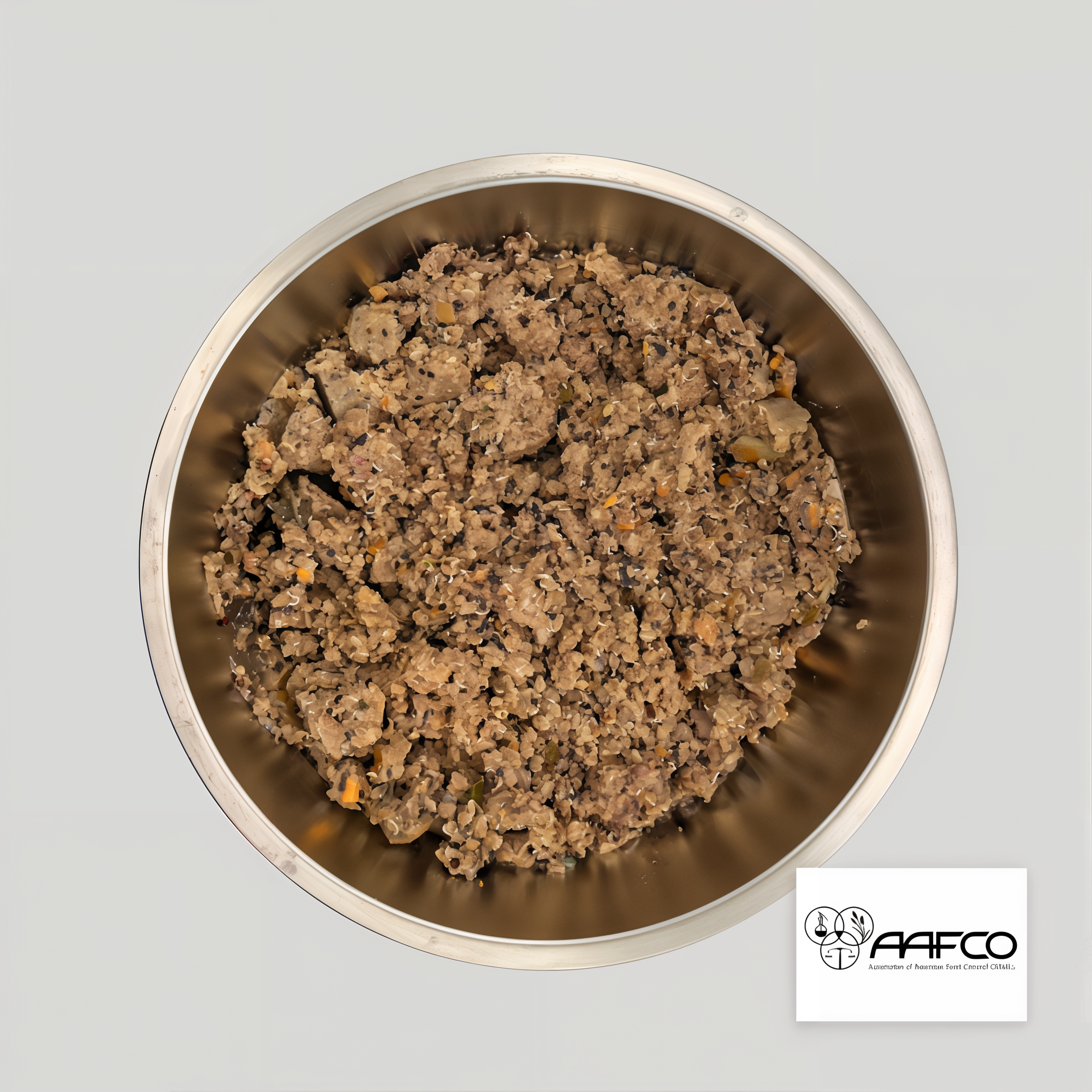 California Dog Kitchen Wild Boar and Quinoa gently cooked dog food served in a stainless steel bowl