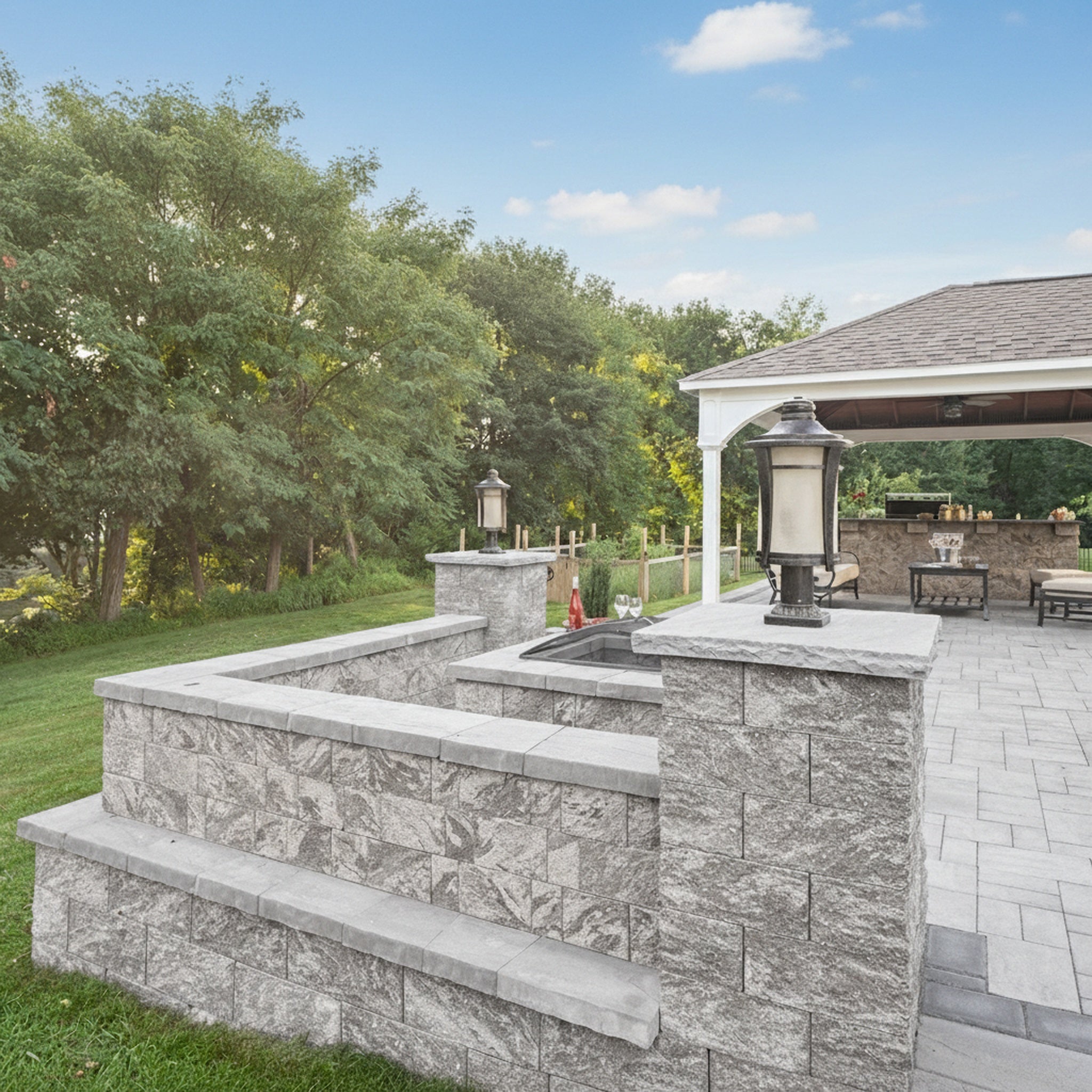Crusader Ledgestone Cap with Armortec - Lifestyle 1 #Onyx Natural#Sq Ft