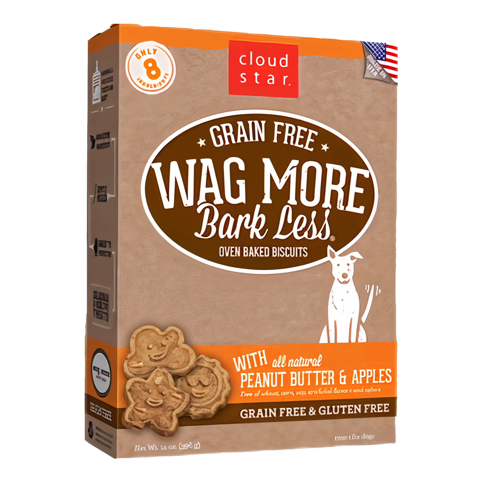 Cloud Star Wag More Bark Less Oven Baked Biscuits Grain-Free Peanut Butter & Apples Dry Dog Treat