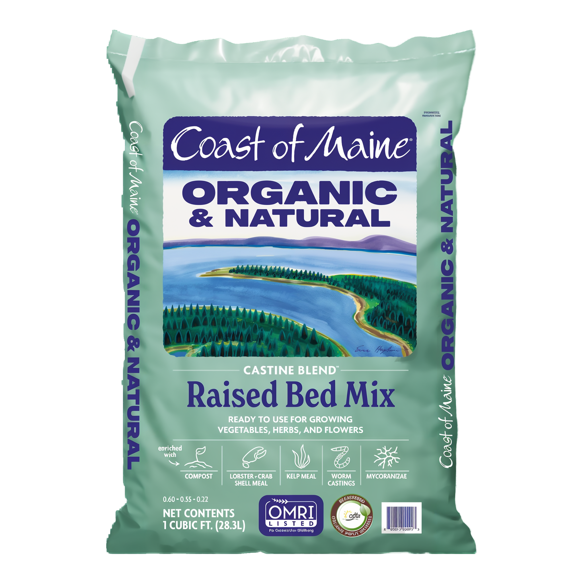 Coast of Maine Castine Blend Organic & Natural Raised Bed Mix, 1 cubic foot bag, OMRI listed soil for raised beds and containers