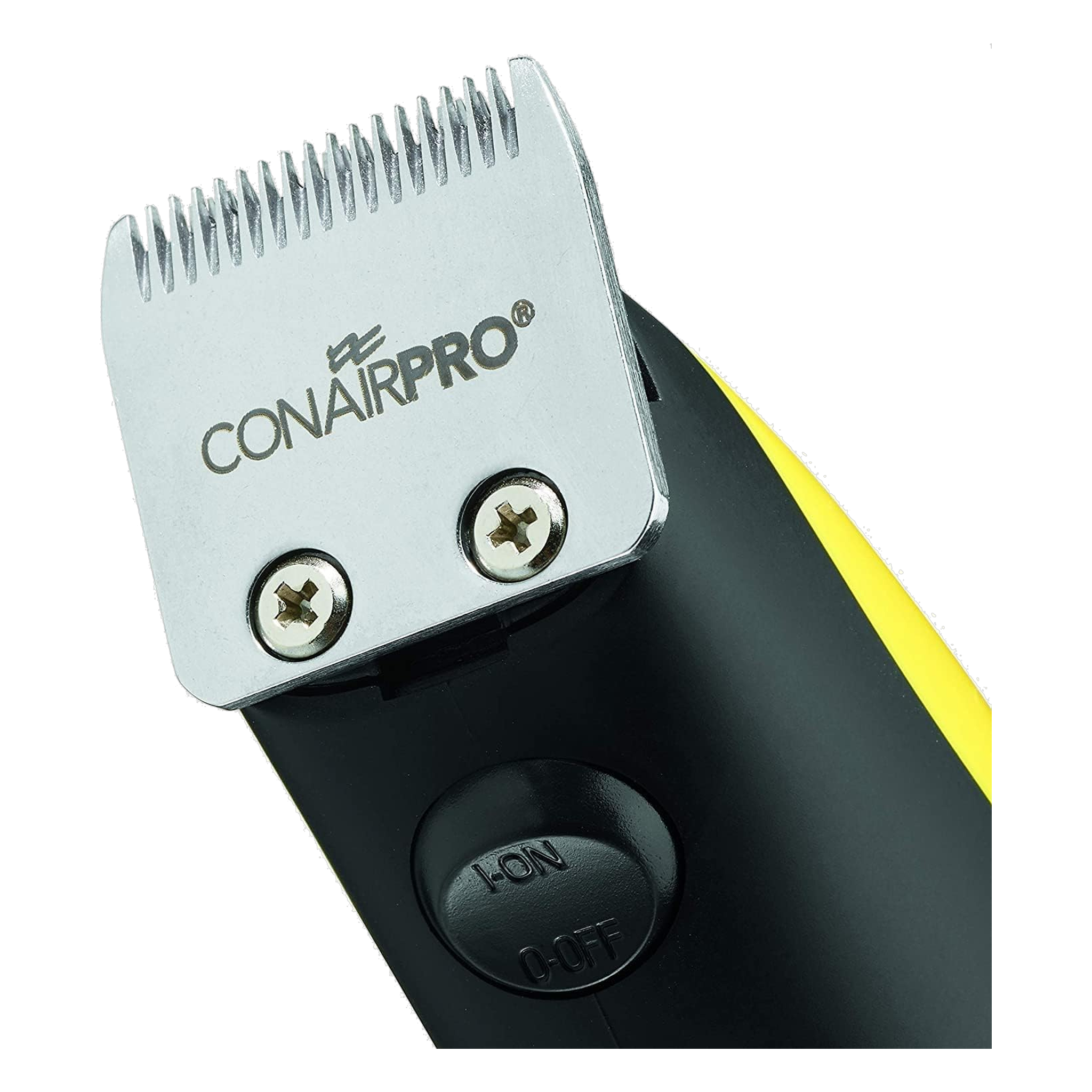 Close-up of the detachable stainless steel blade on the ConairPro Palm Pro micro trimmer