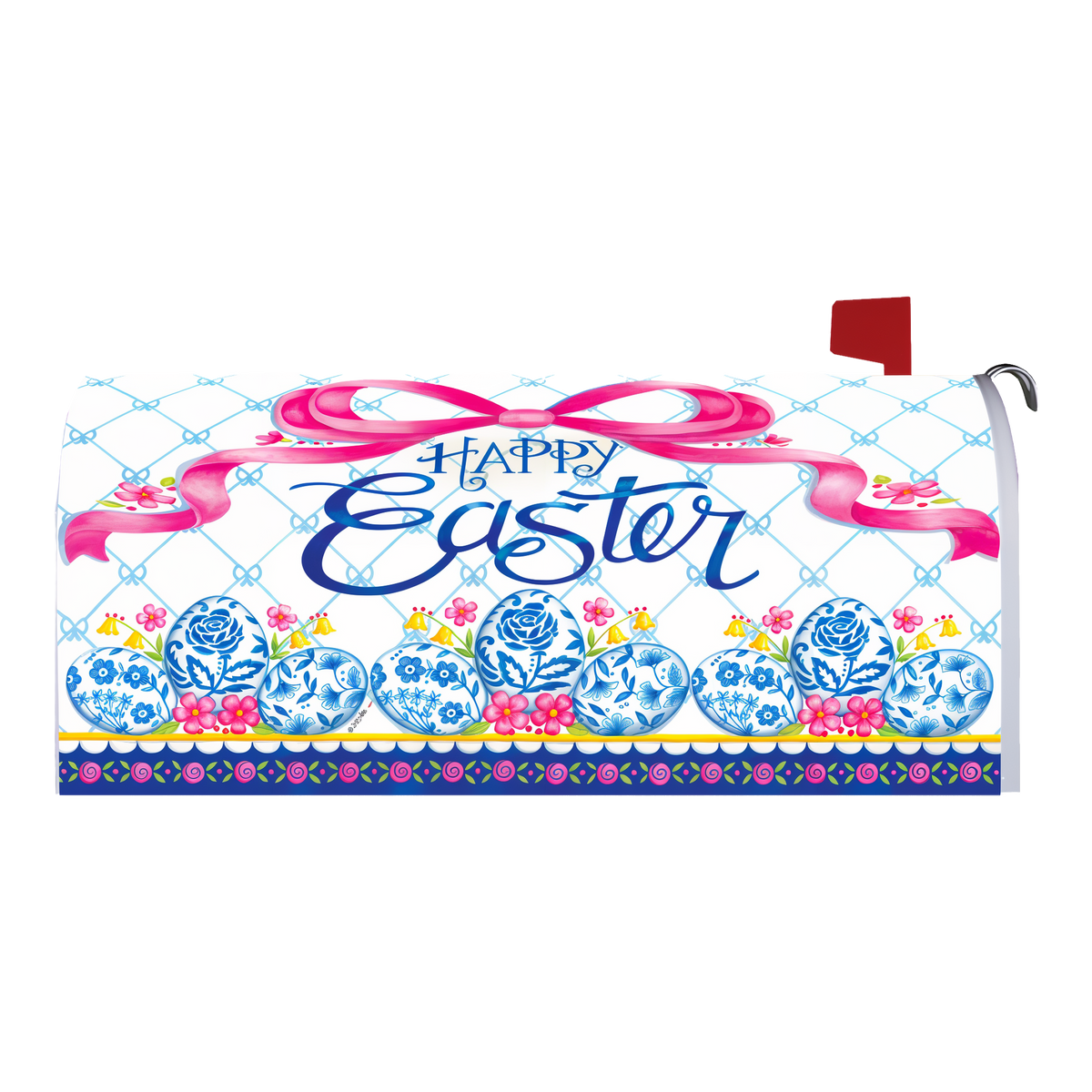 Custom Decor Chinoiserie Eggs Mailbox Makeover Cover -- magnetic cover shown on a standard mailbox