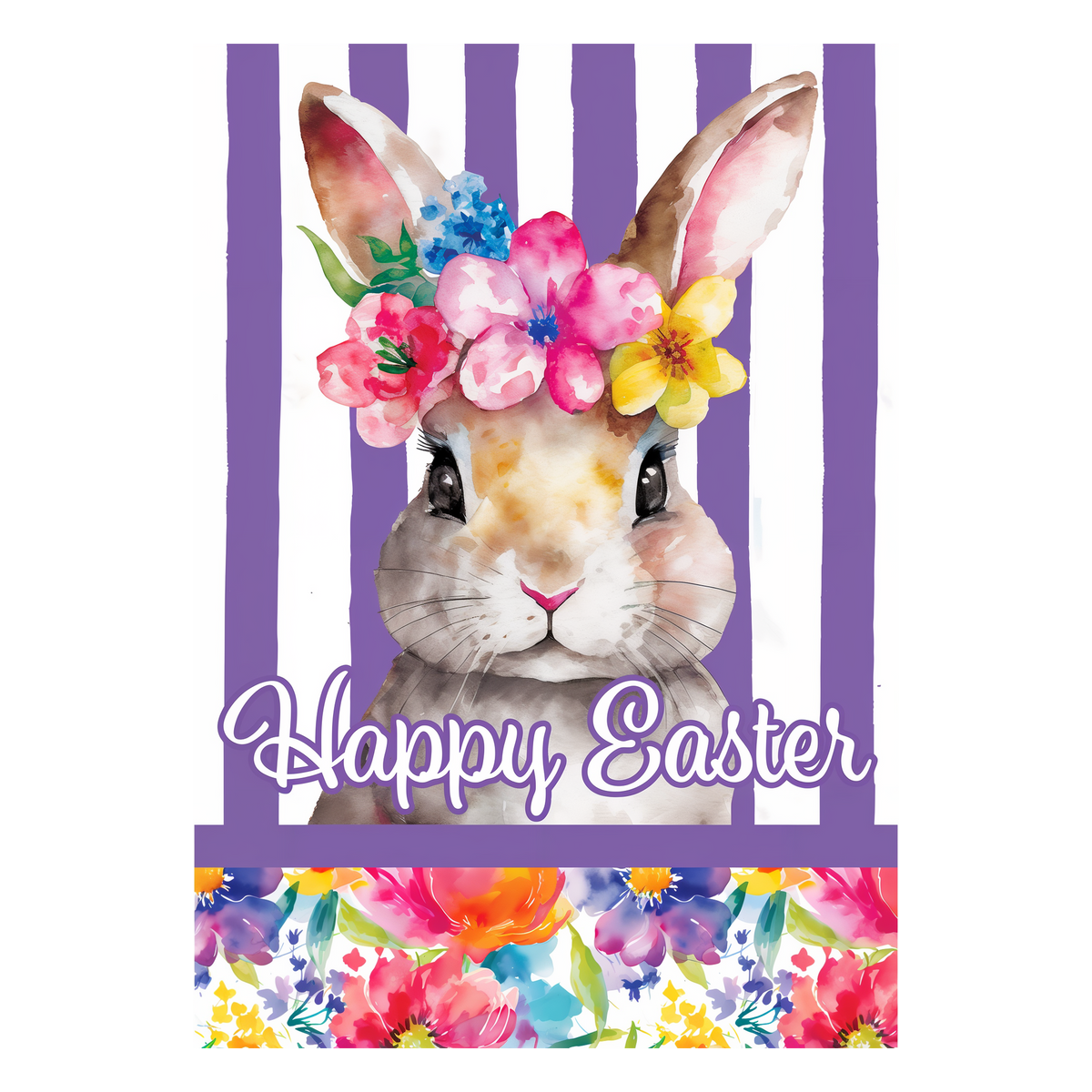 Custom Decor Floral Bunny Garden Flag -- artwork