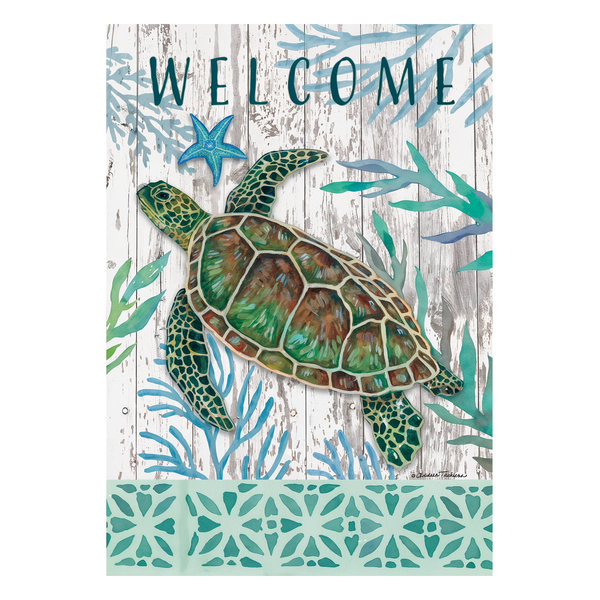 Custom Decor Sea Green Turtle Garden Flag -- artwork