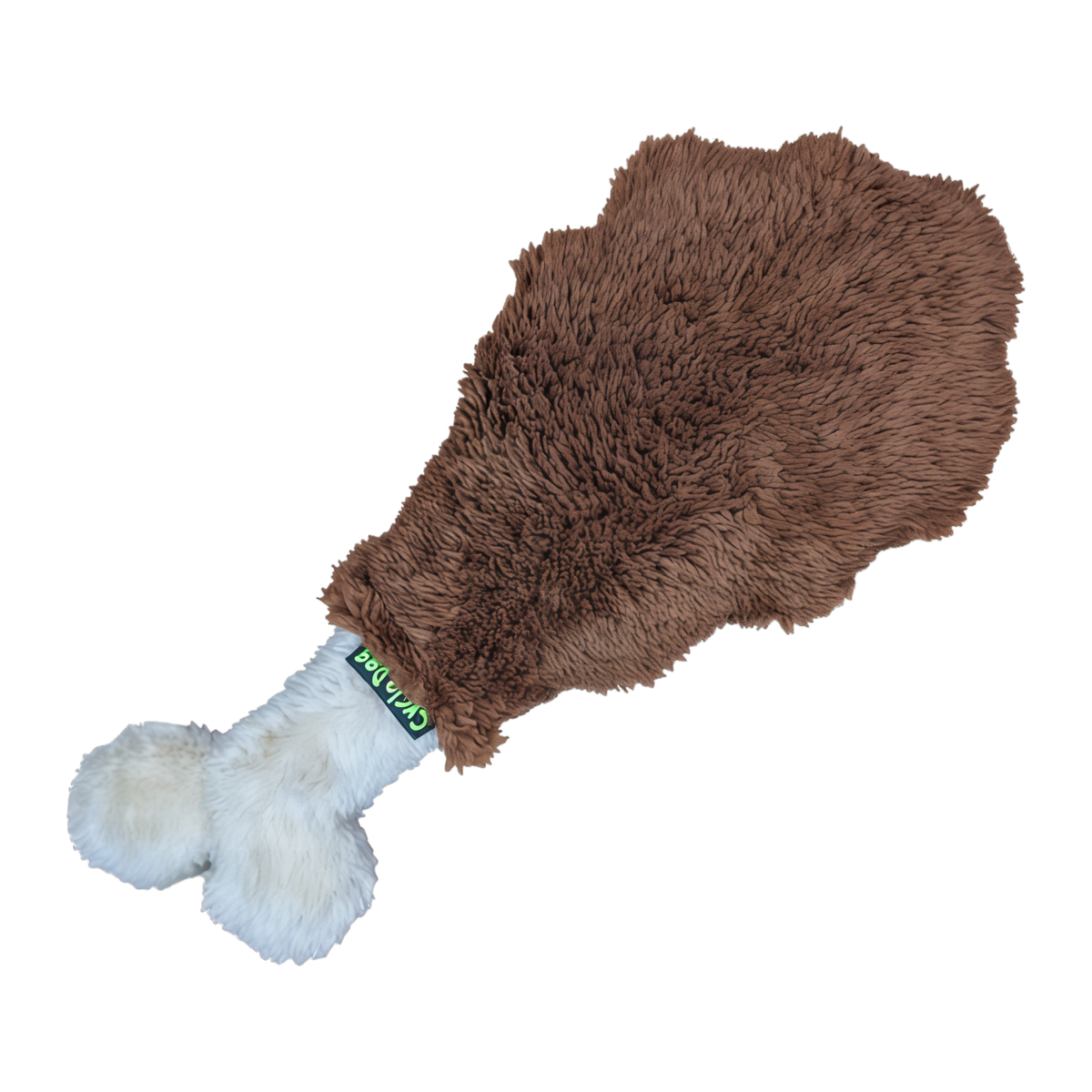 Cycle Dog Duraplush Turkey Leg plush dog toy with brown drumstick body and white bone
