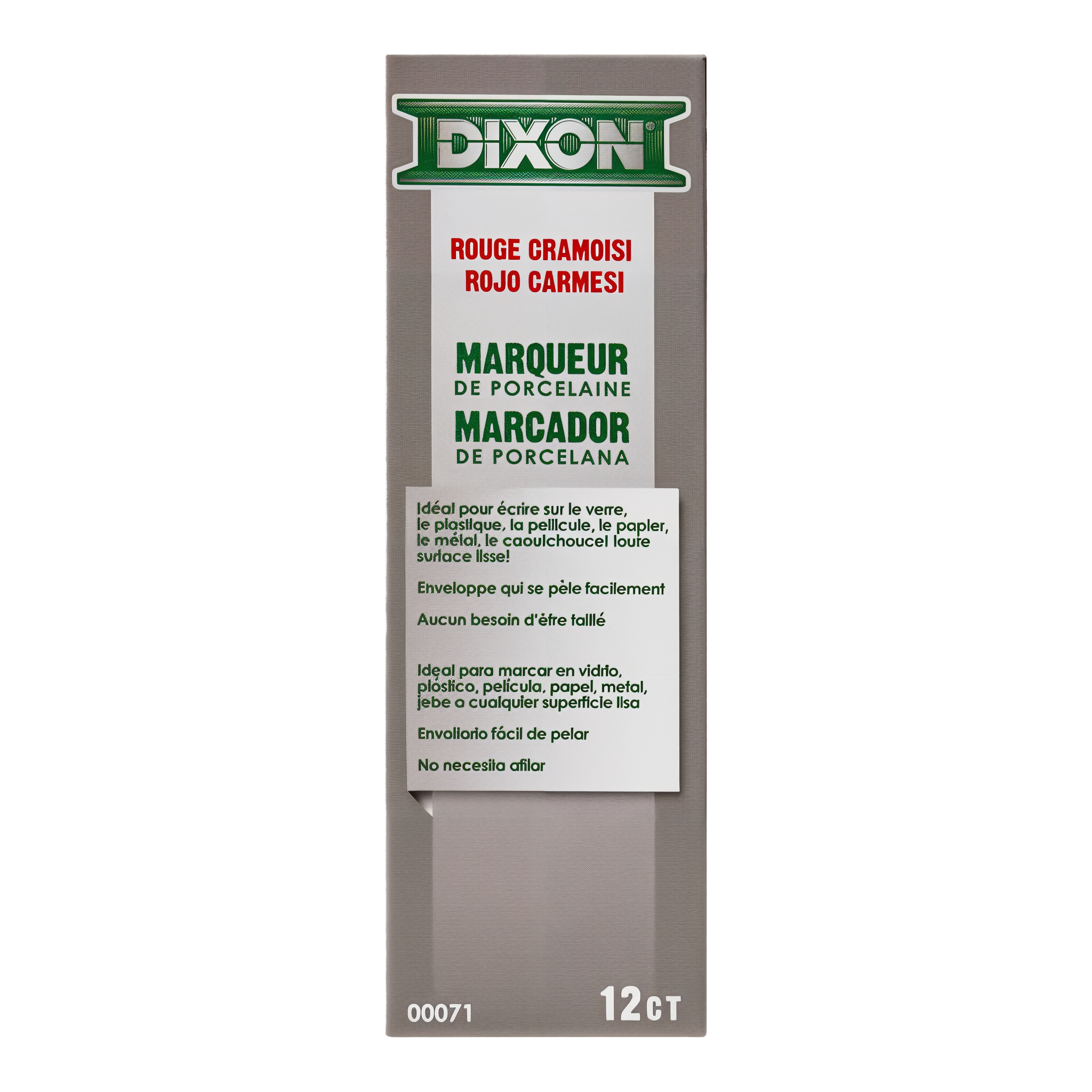 Dixon Industrial Phano China Marker - Crimson Red - retail box back with usage info
