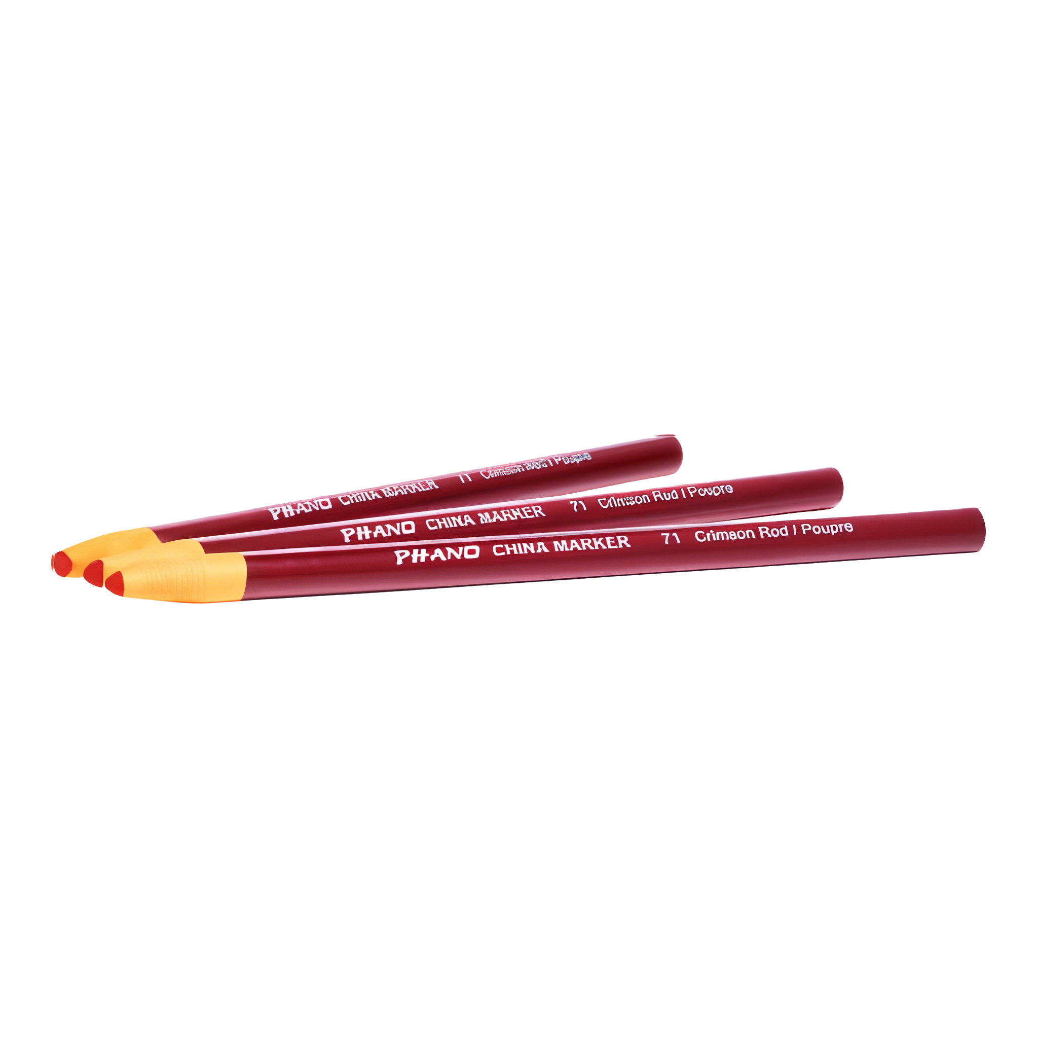 Dixon Industrial Phano China Marker - Crimson Red - three markers showing barrel and tip