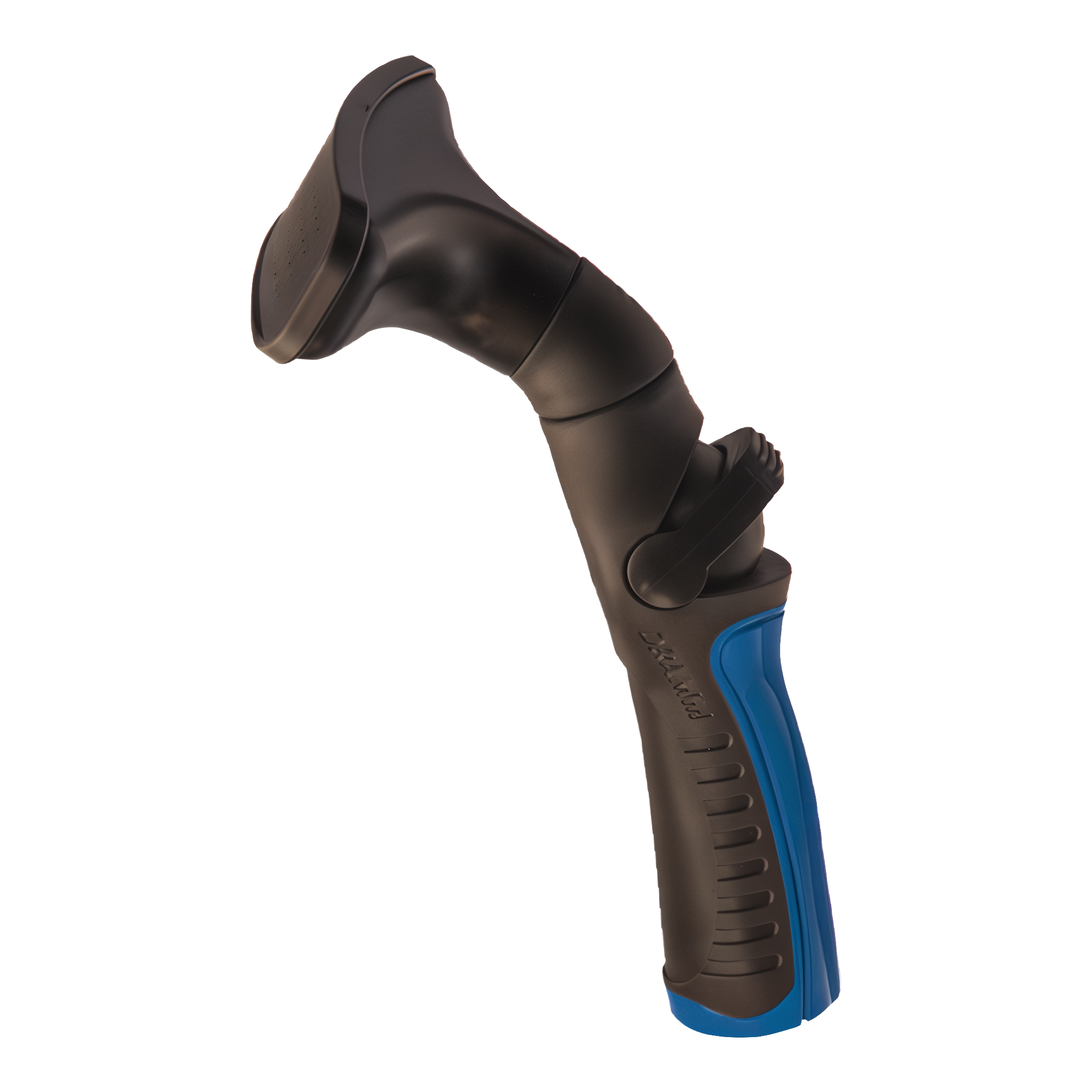 Dramm One Touch Fan Nozzle in Blue with corrosion-proof aluminum head and thumb-valve control