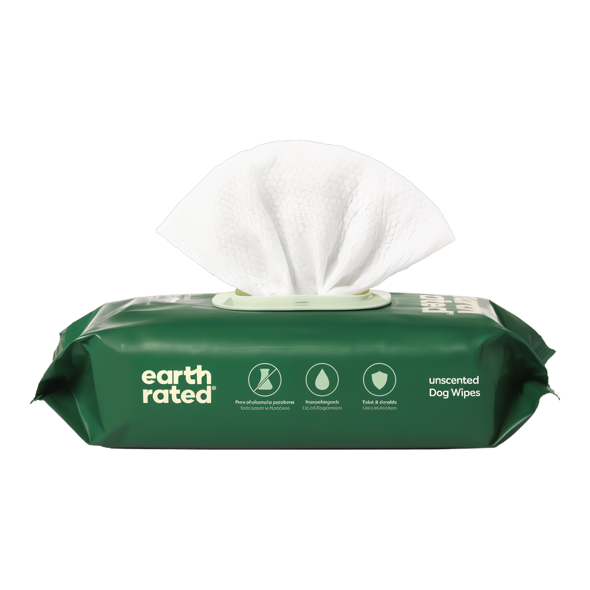 Textured Earth Rated unscented grooming wipe dispensing from the pack