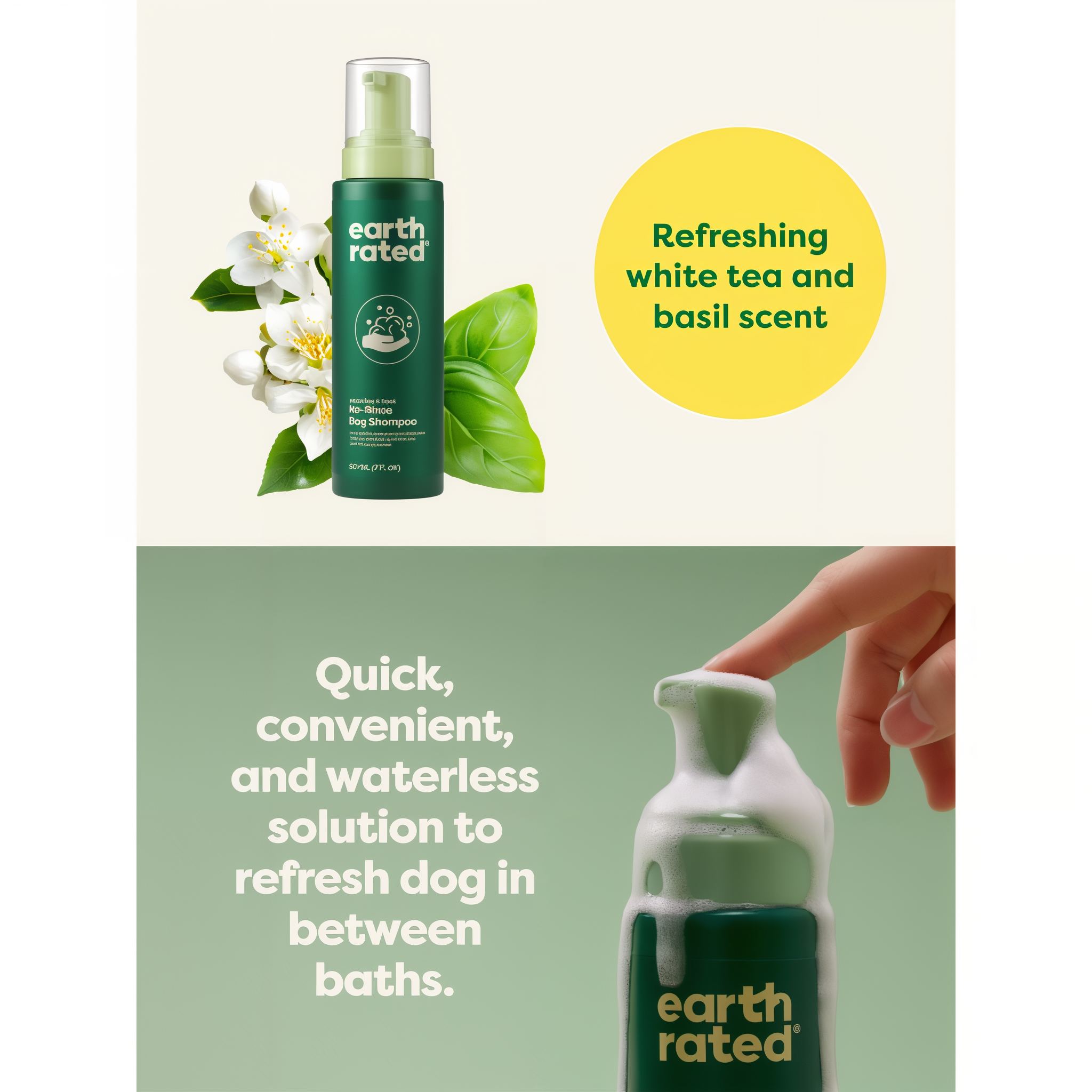 Quick, convenient waterless solution to refresh dogs between baths