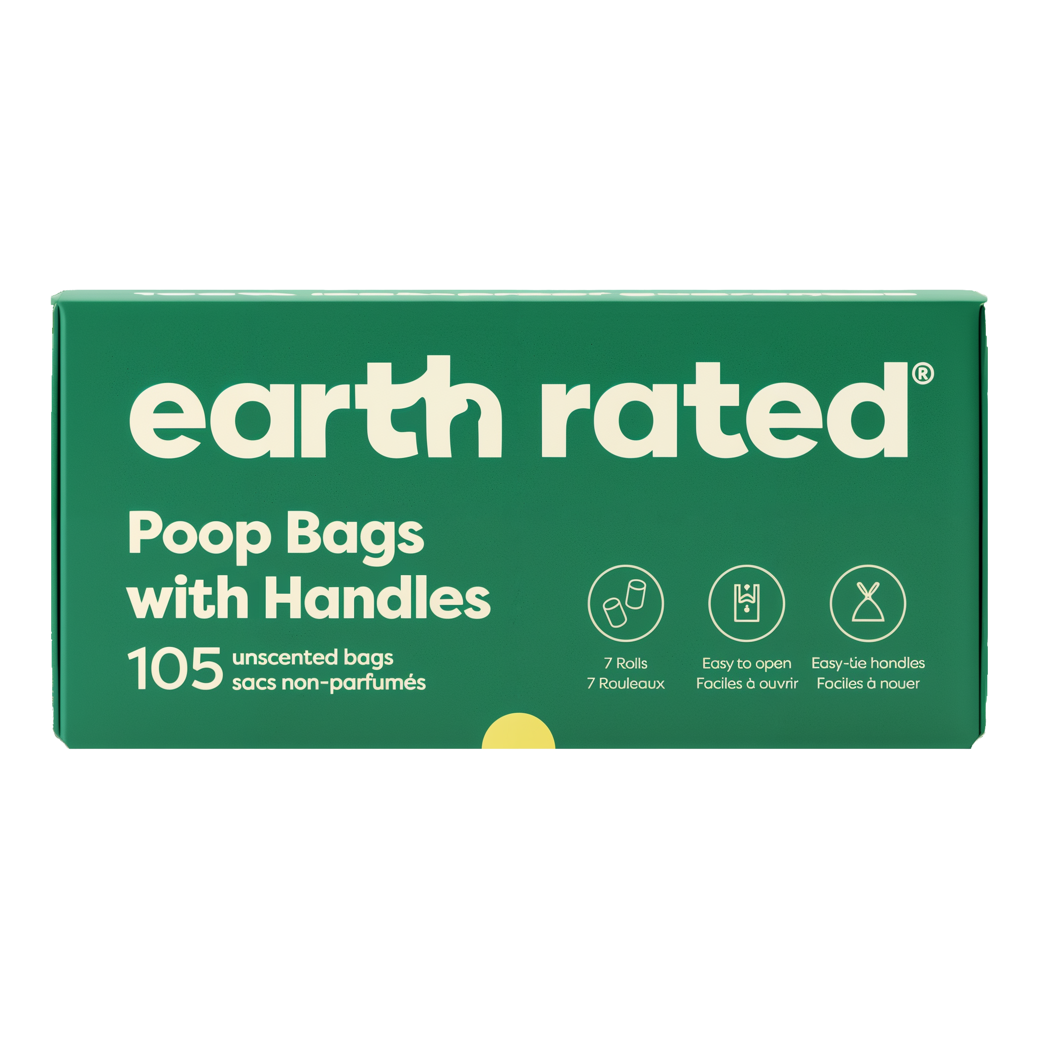 Earth Rated unscented poop bags with handles, 105 count box
