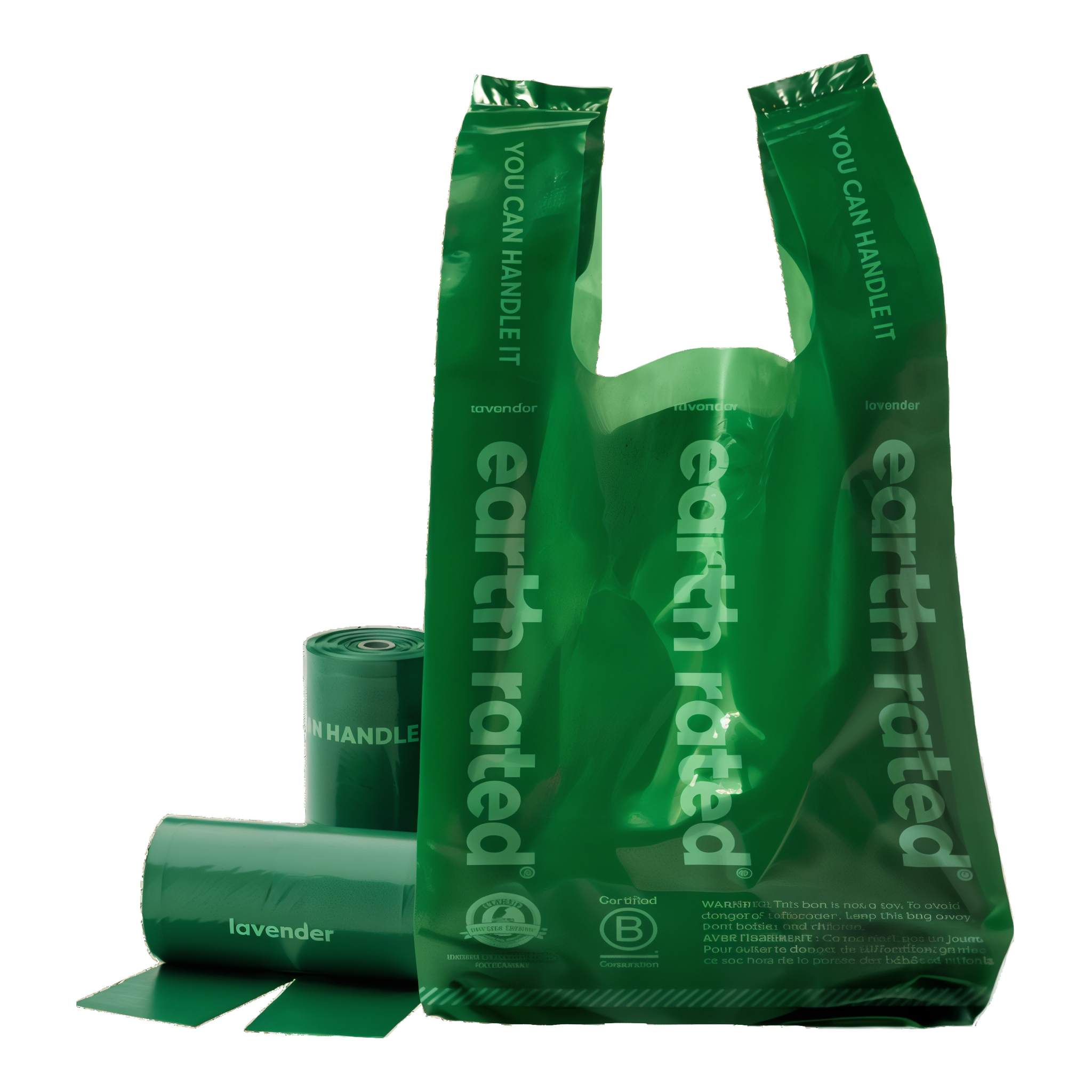 Earth Rated easy-tie handle poop bags with compact rolls