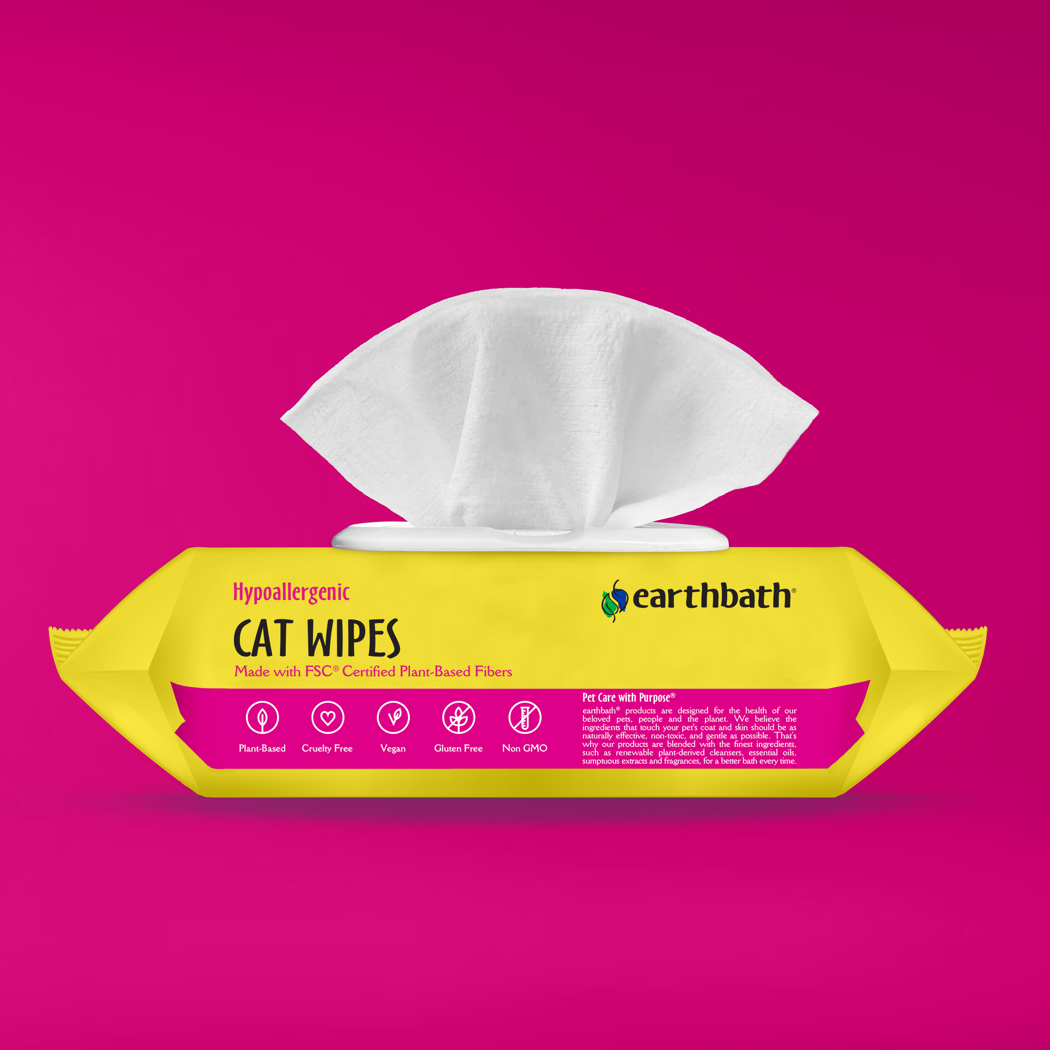 Earthbath Hypoallergenic Cat Wipes 100 ct front
