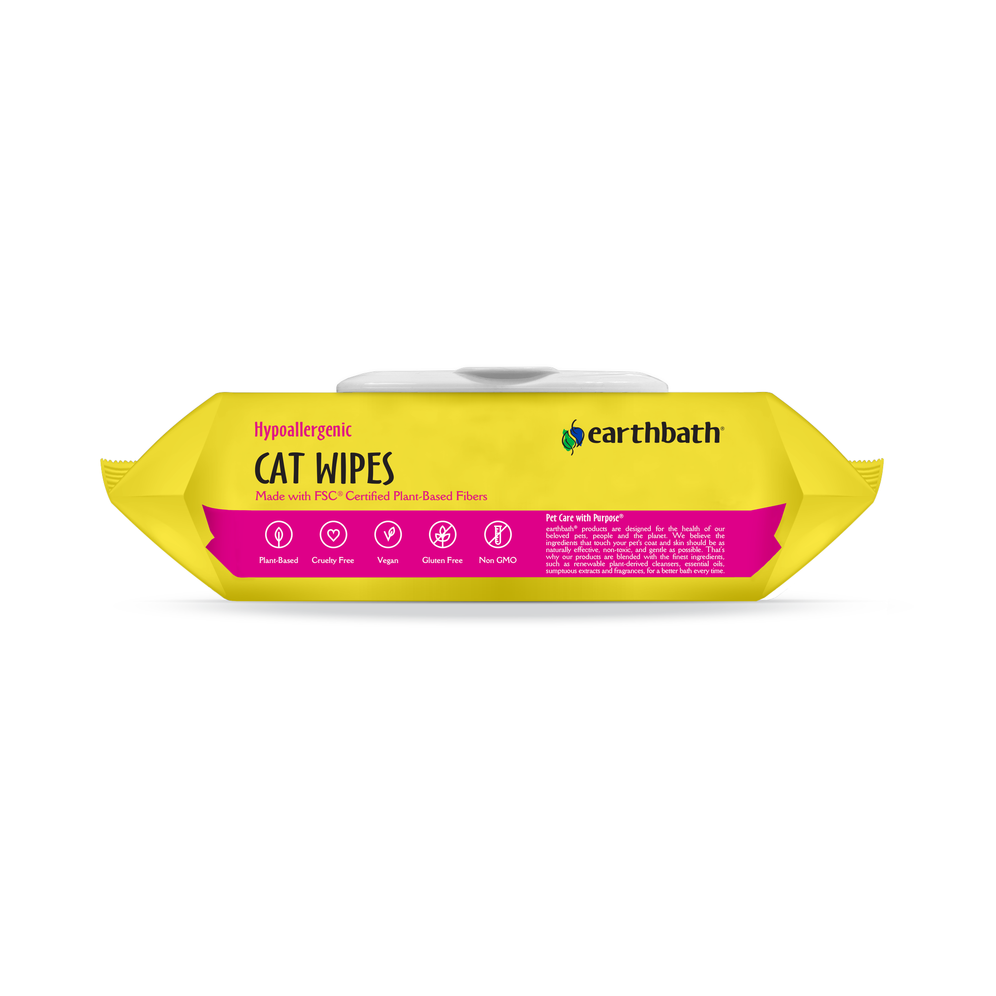 Earthbath Hypoallergenic Cat Wipes label back panel with ingredients
