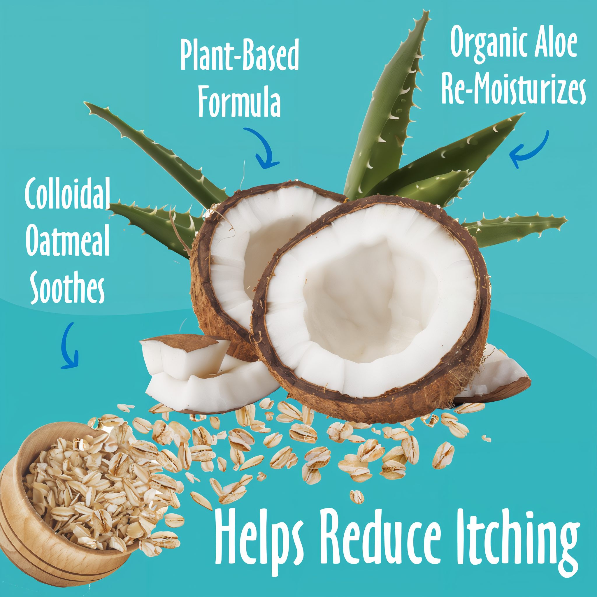 Earthbath Oatmeal & Aloe Itch Relief Conditioner - Vanilla & Almond benefits panel
