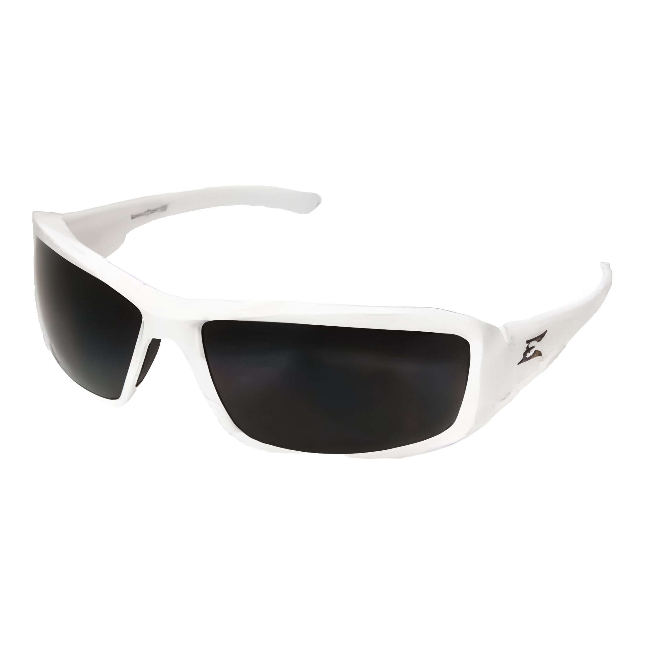 Edge Eyewear Brazeau Gloss White Frame Safety Glasses with Smoke Lenses