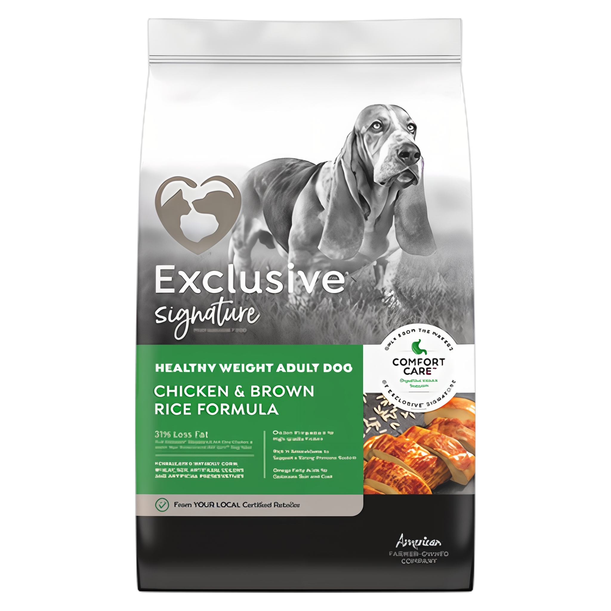 Exclusive Signature Healthy Weight Adult Dog Chicken & Brown Rice Formula Dry Dog Food bag