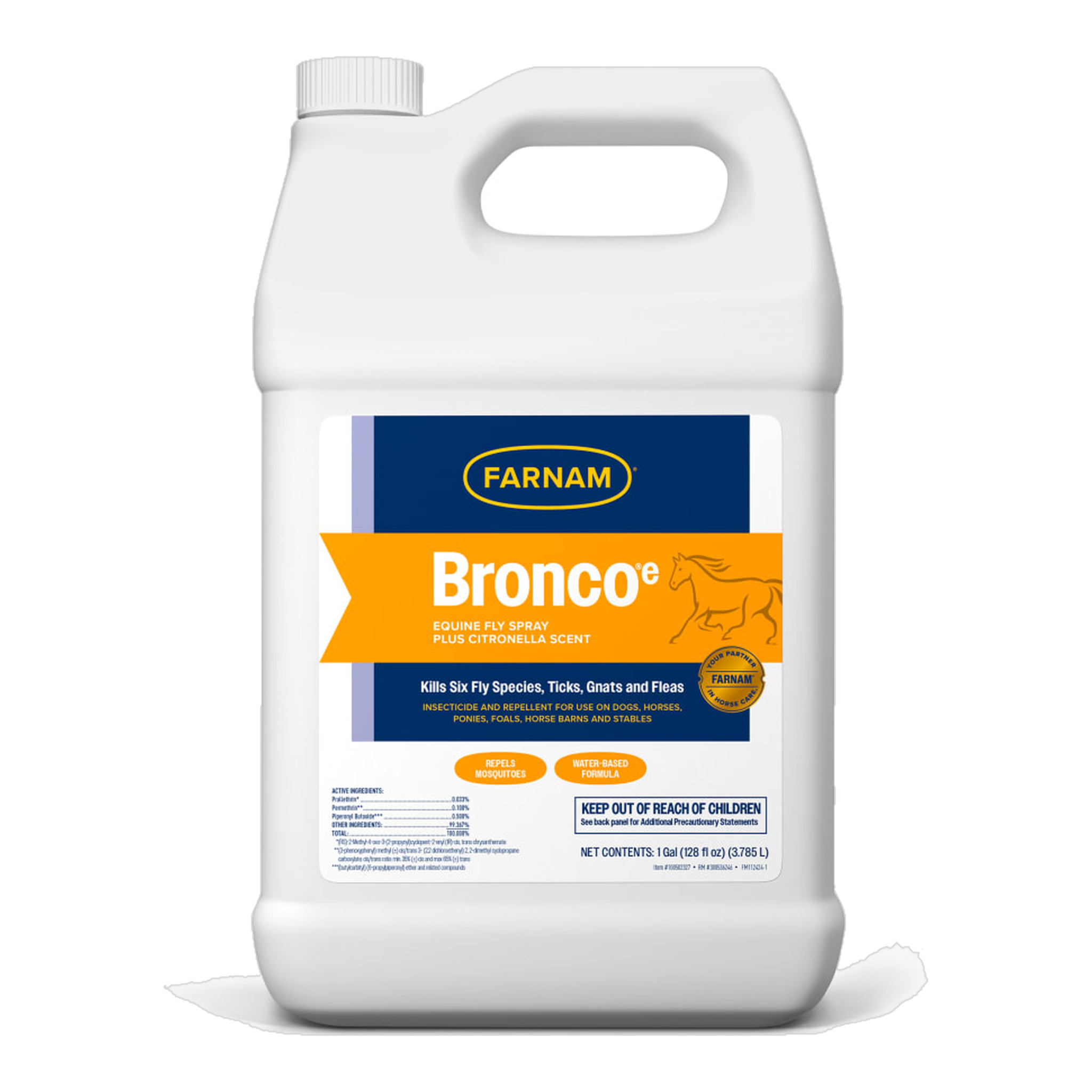 Farnam Bronco e Equine Fly Spray with Citronella Scent package showing size