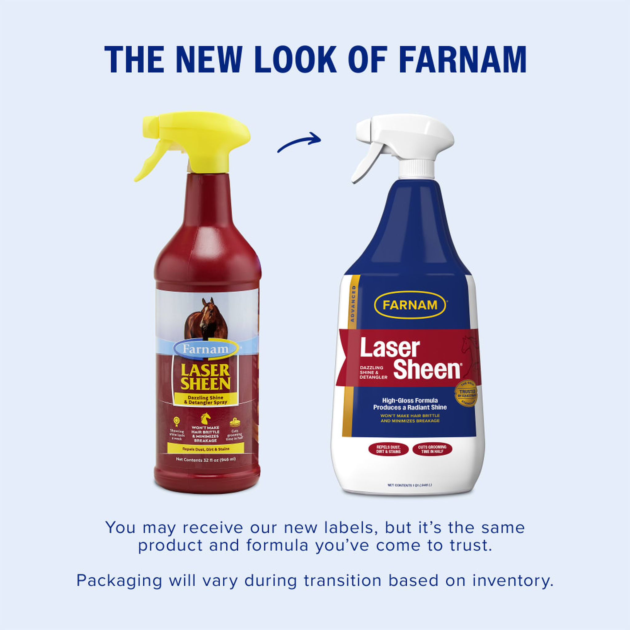 Farnam Laser Sheen Dazzling Shine & Detangler - You may receive our new labels but it is the same product and formula you have come to trust