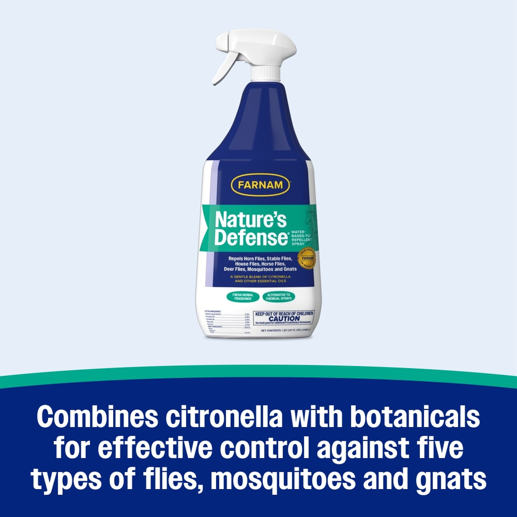 Farnam Nature's Defense Water-Based Insect Repellent - Combines citronella with botanicals for effective control against five types of flies