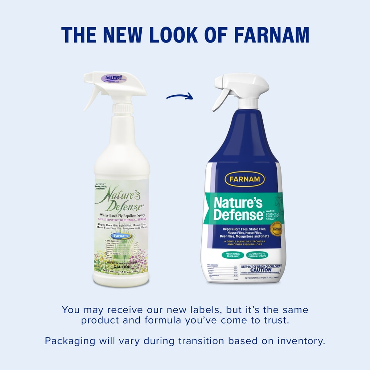 Farnam Nature's Defense Water-Based Insect Repellent - You may receive our new labels but it is the same product and formula you have come to trust