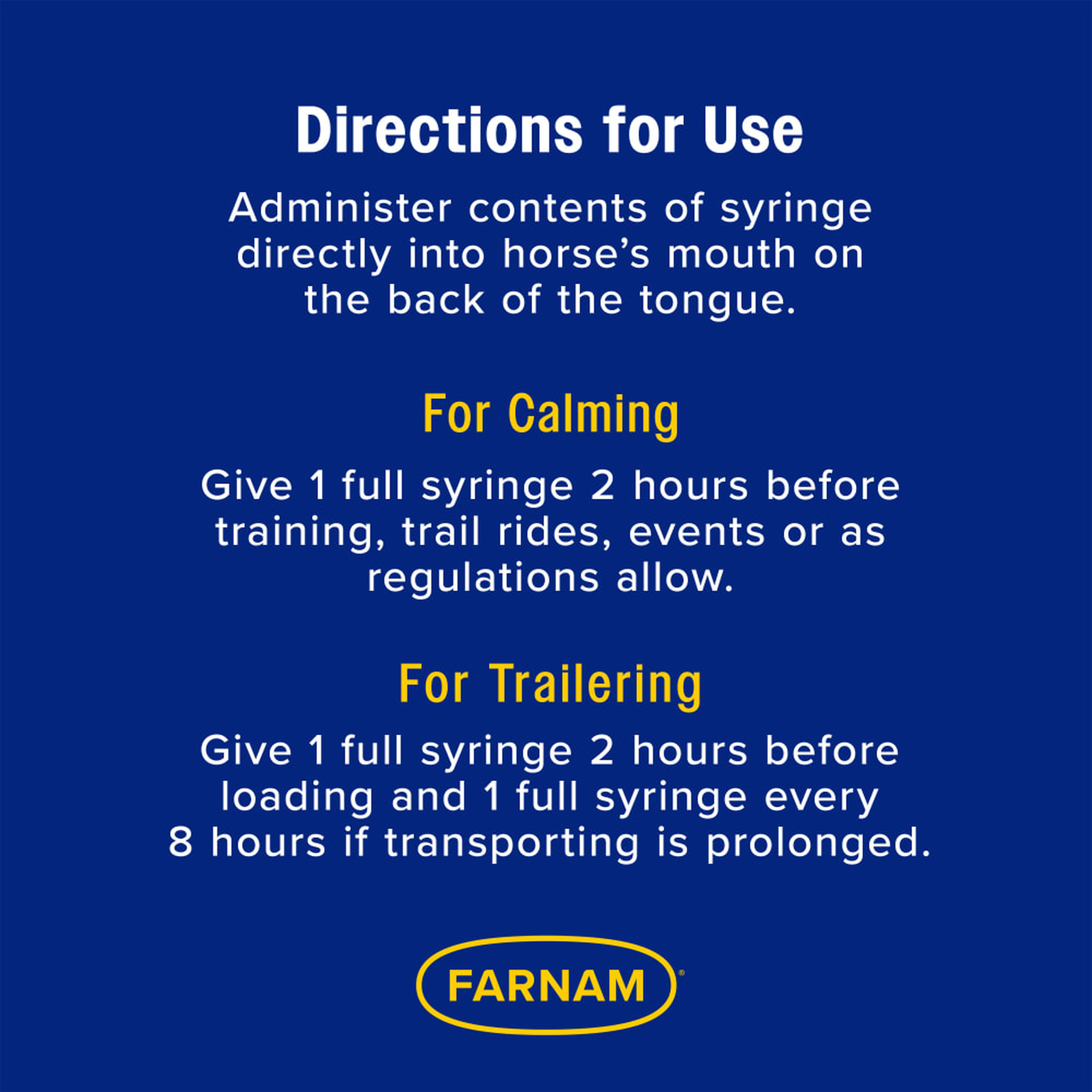 Farnam Quietex II Focusing & Calming Paste - Administer contents of syringe directly into horse's mouth