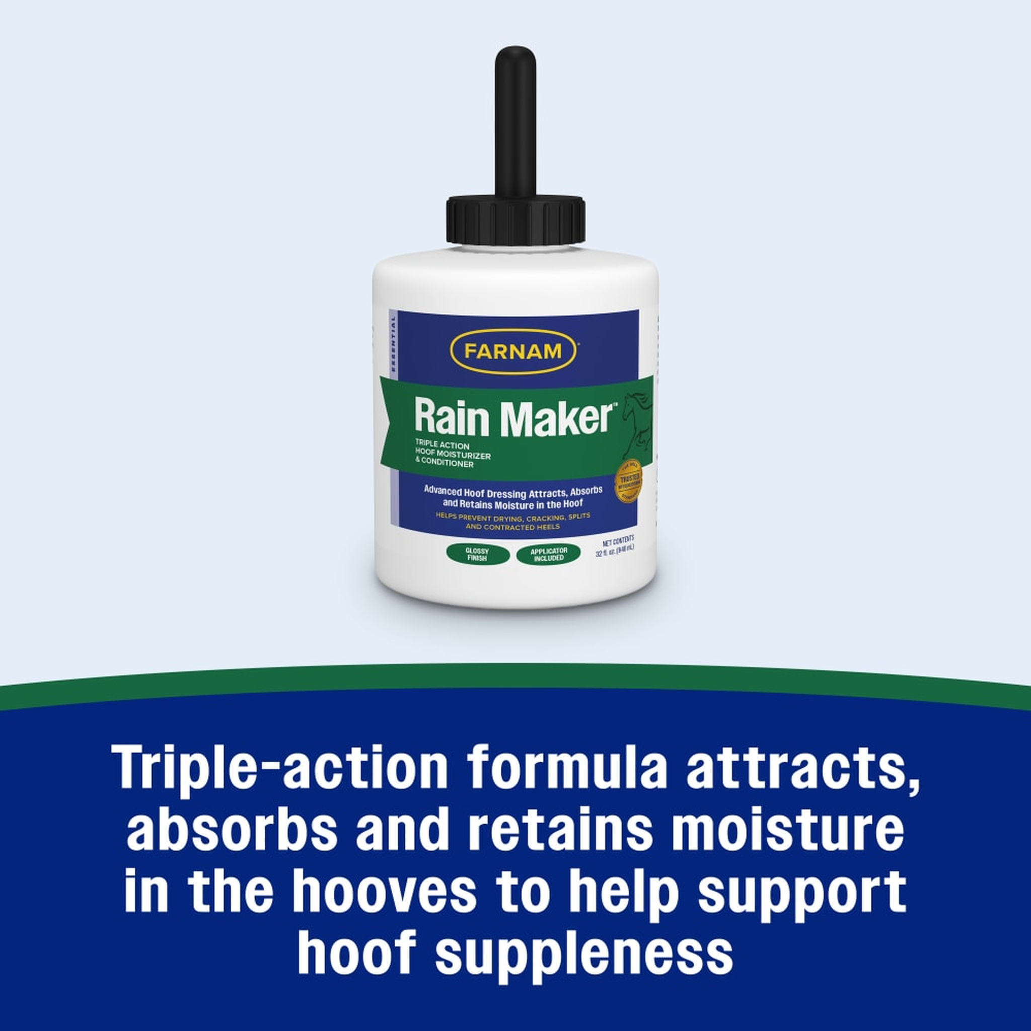 Triple Action formula absorbs & retains moisture