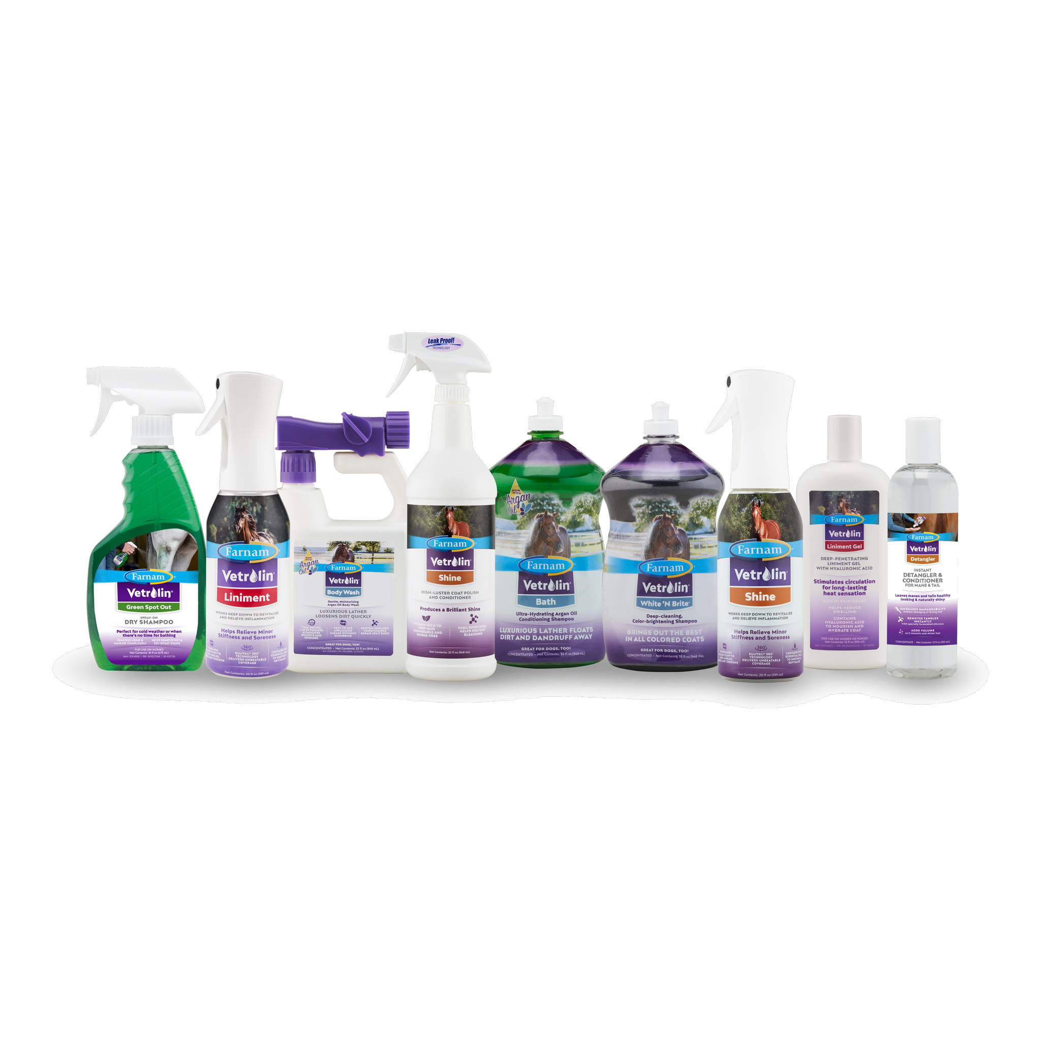 Green Spot Out shown with the wider Farnam Vetrolin grooming range