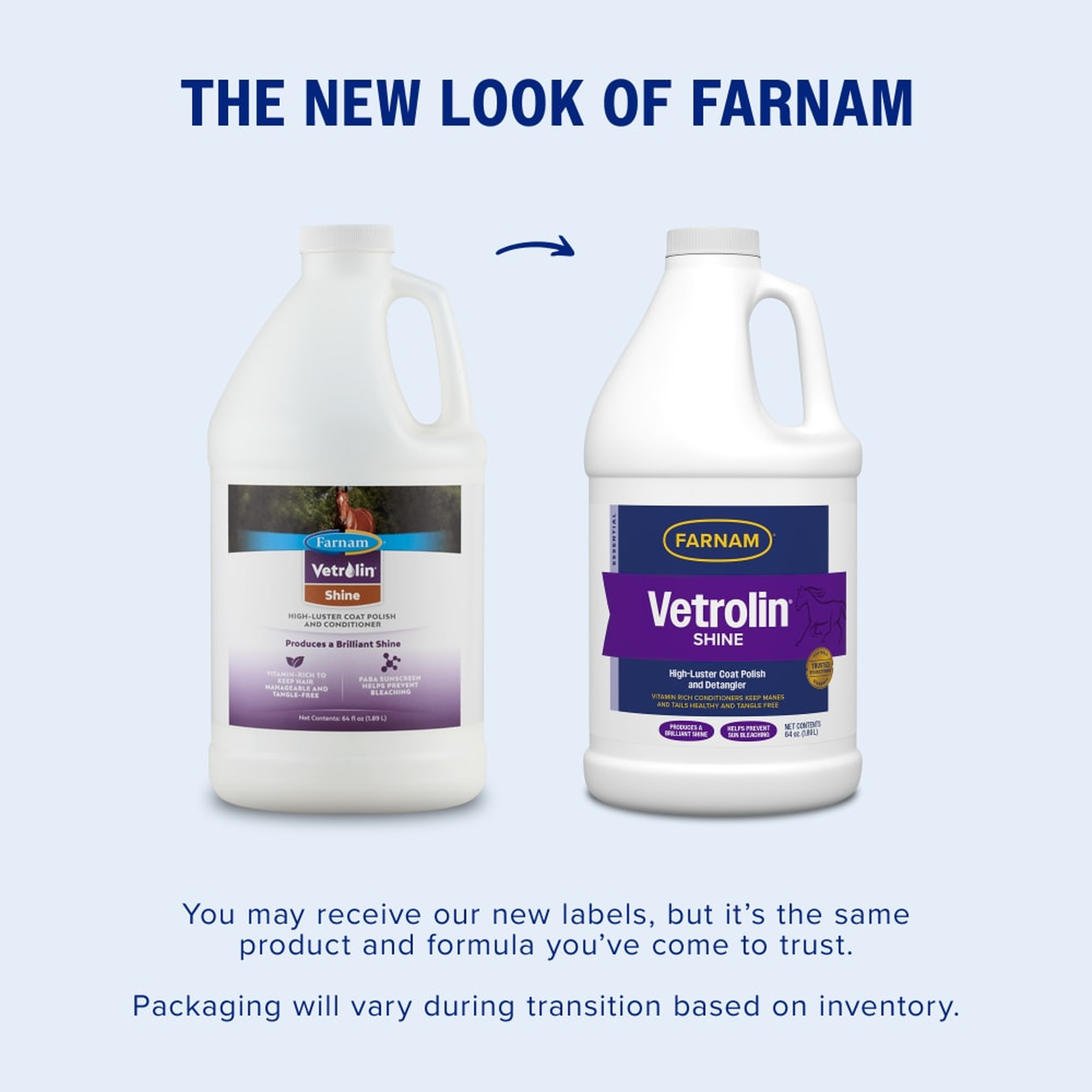 Farnam Vetrolin Shine Coat Polish & Conditioner - You may receive our new labels, but it is the same product and formula you have come to trust