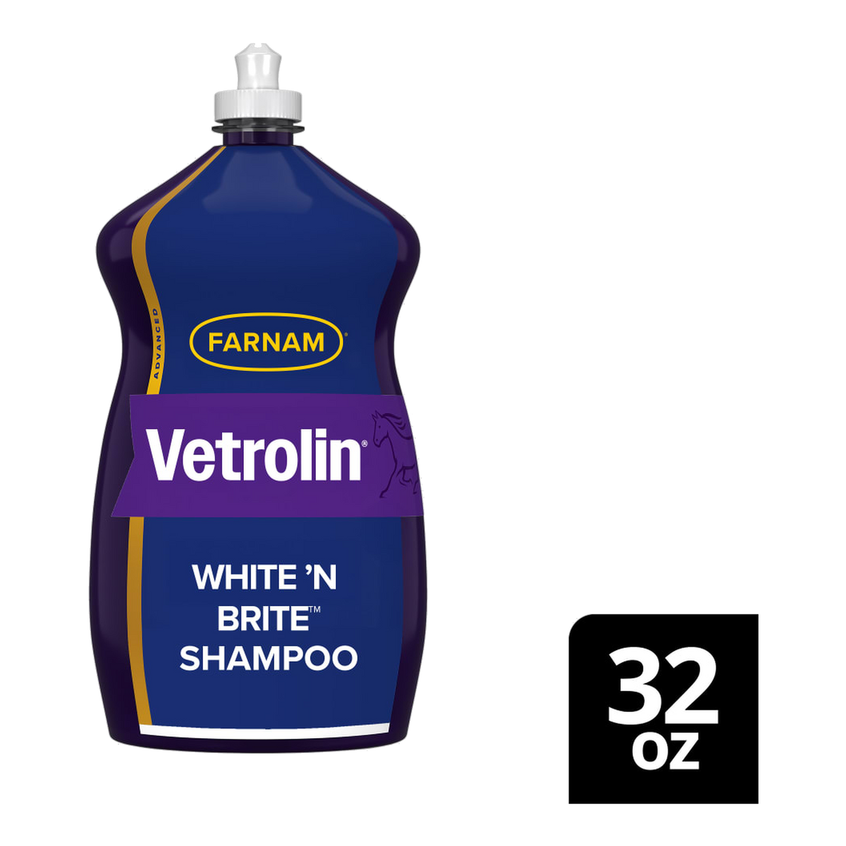 Farnam Vetrolin White 'N Brite Shampoo package showing size