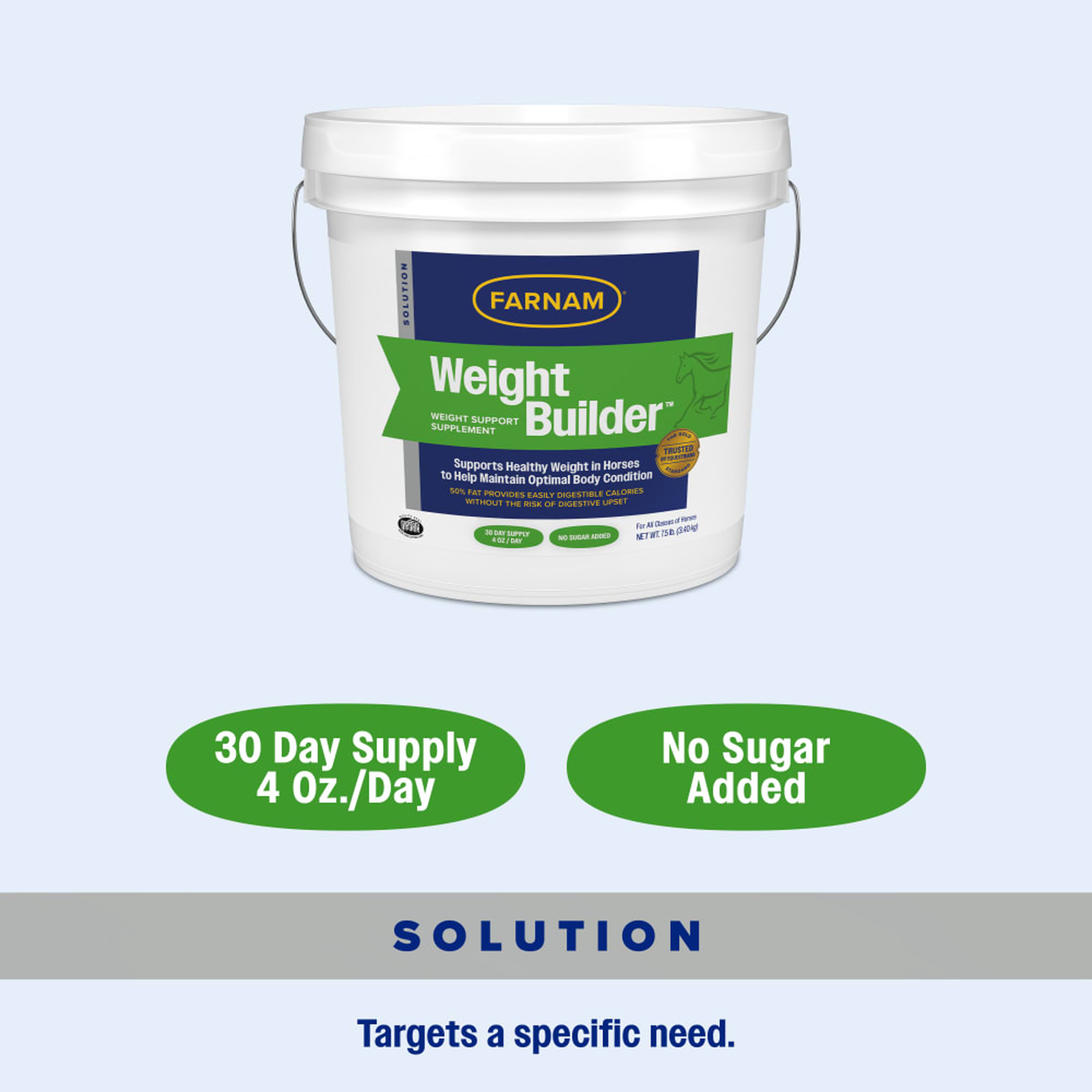 Farnam Weight Builder Equine Weight Supplement - 30 day supply 4 oz a day, no sugar added