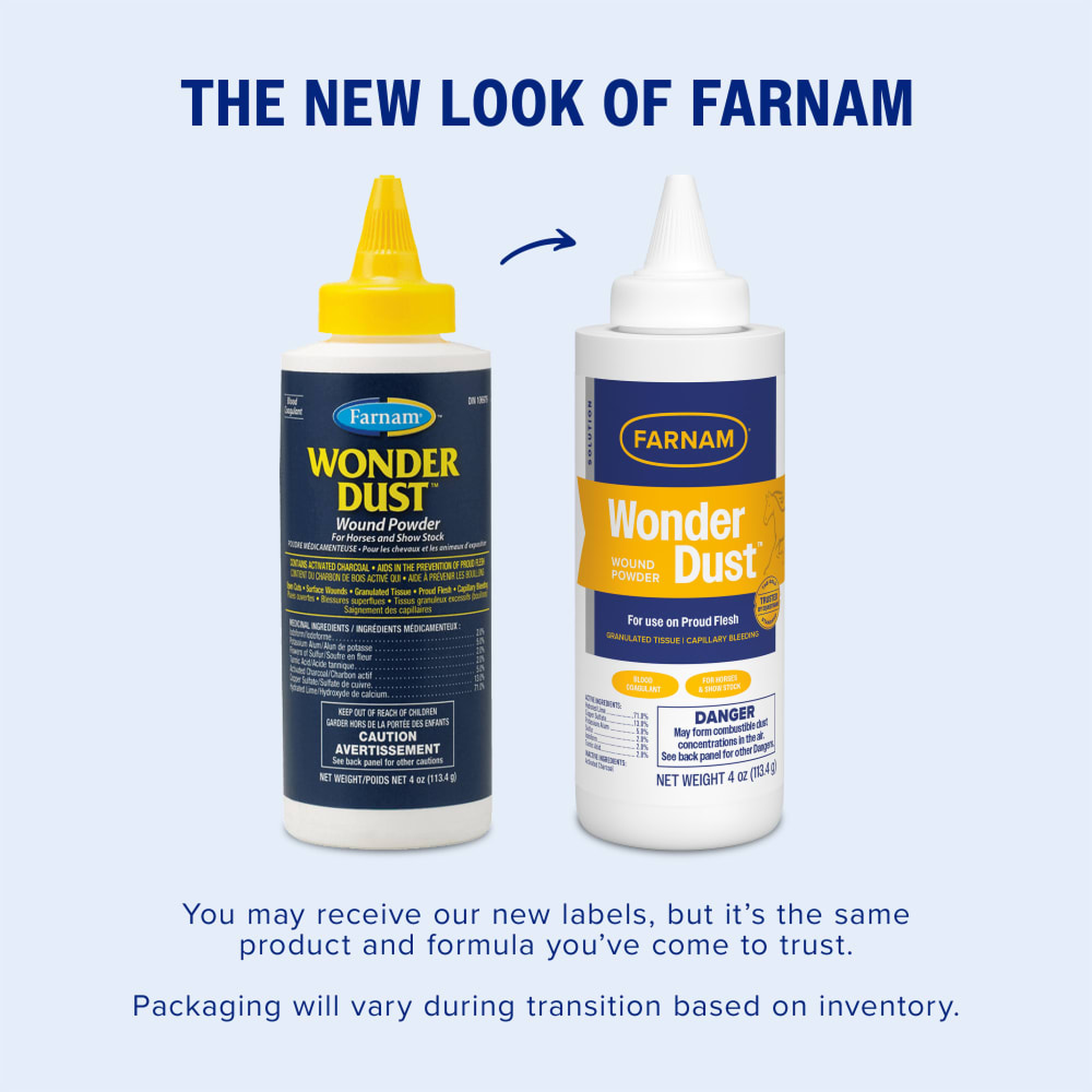 Farnam Wonder Dust Wound Powder - You may receive our new labels but it is the same product and formula you have come to trust