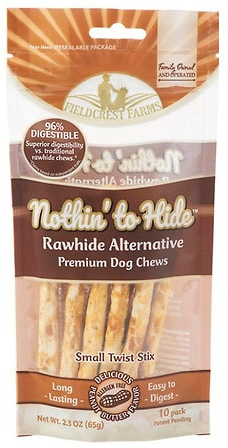 Fieldcrest Farms Nothin to Hide Twist Stix Dog Chew Treats Peanut Butter
