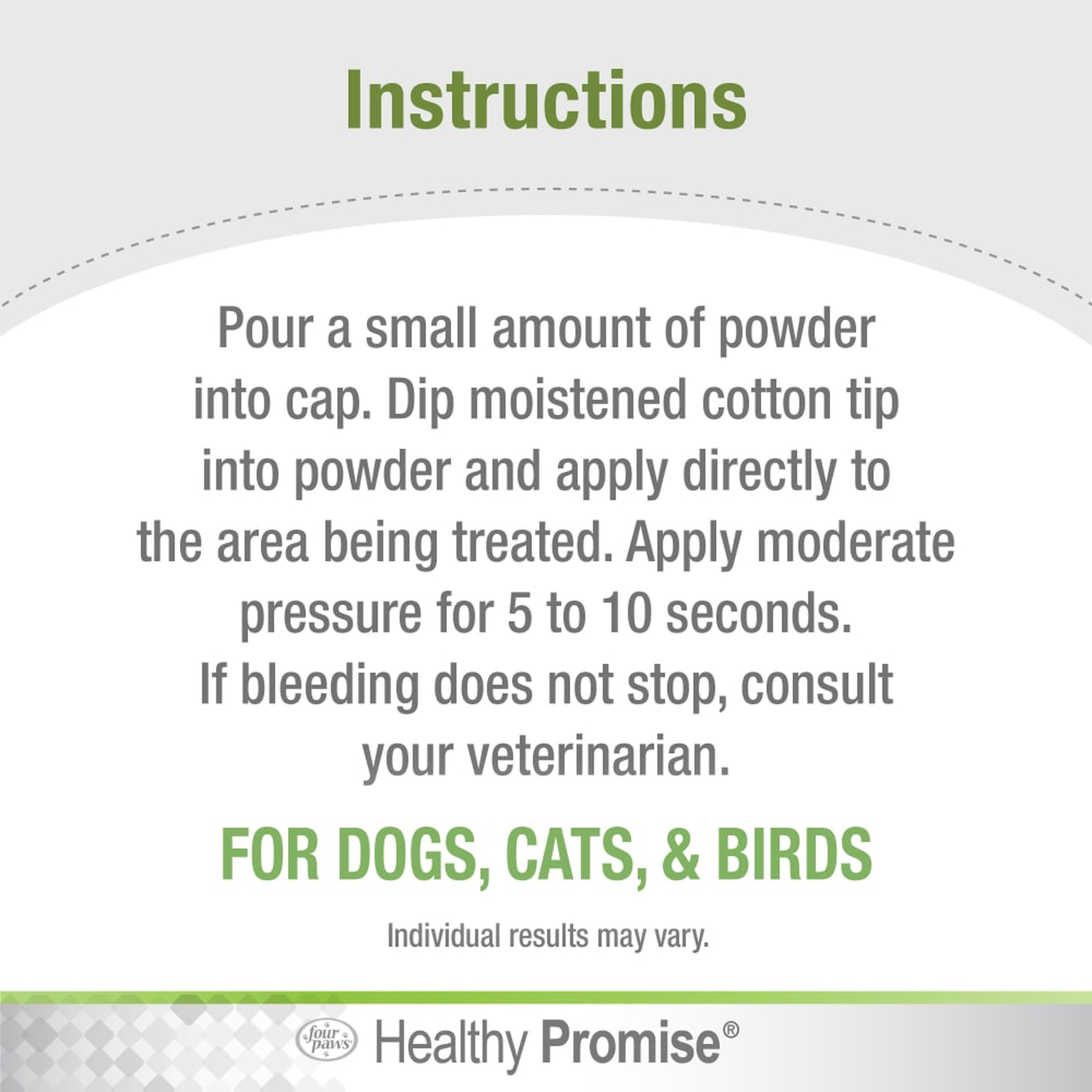 Four Paws Healthy Promise Quick-Action Blood Stopper Styptic Powder step-by-step instructions