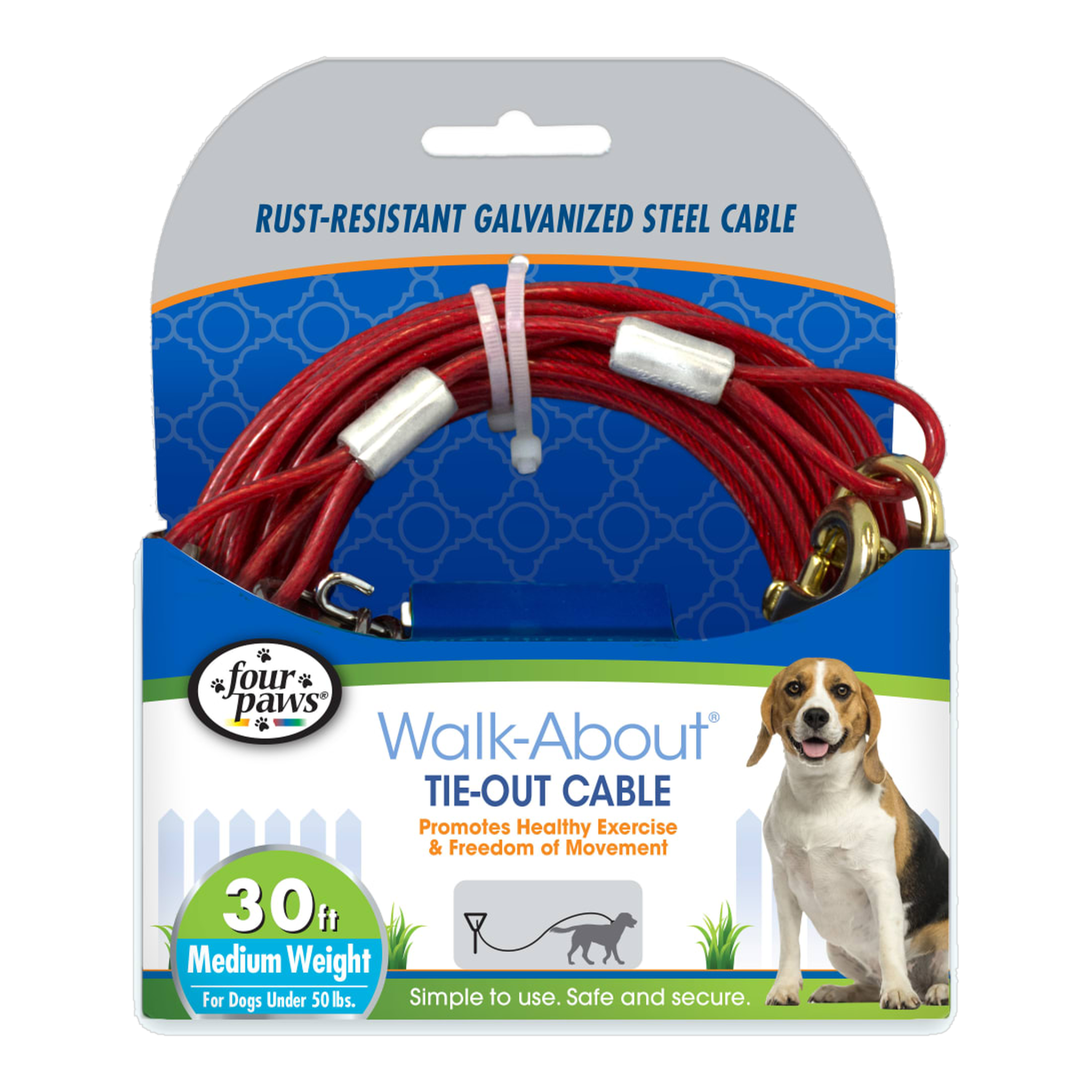 Four Paws Walk-About Medium Weight Dog Tie-Out Cable package front